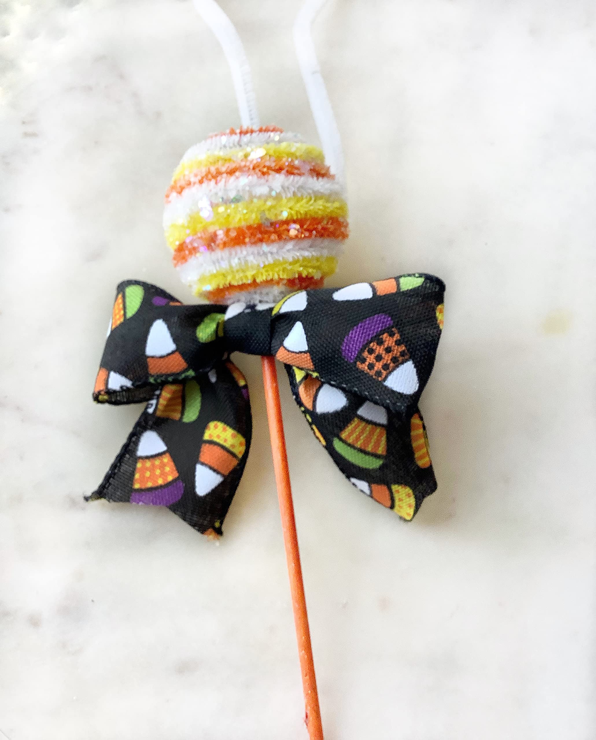 Faux Halloween Candy Corn & Lollipop Decorations - Halloween Wreath Attachments & Embellishments - Candy-Themed Halloween Decor for Parties, Home, and Outdoor Decorations