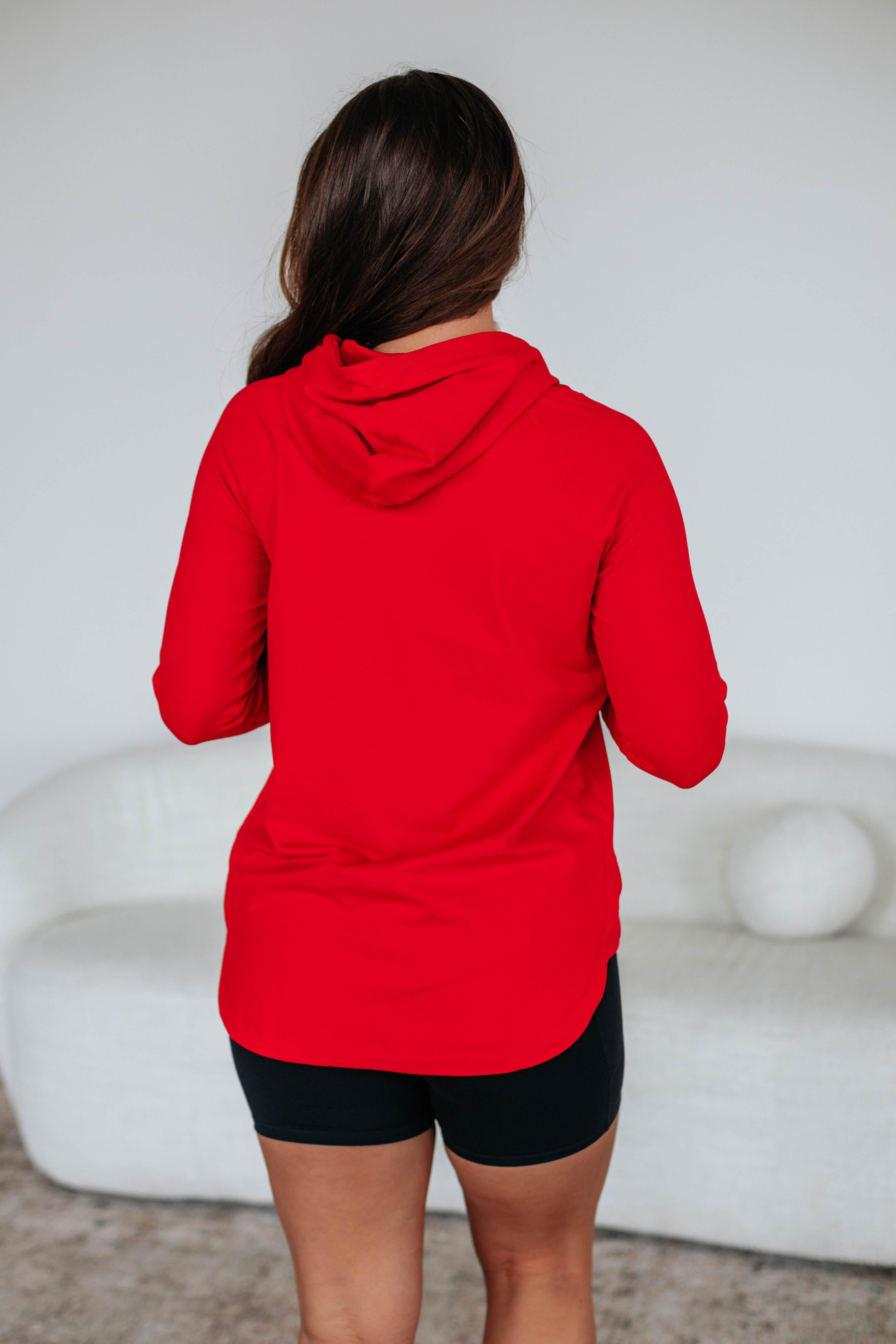 Alice Active Hoodie - Women's Lightweight Zip Up Hooded Sweatshirt for Running & Gym - Cherry Red - Perfect for Workouts & Casual Wear