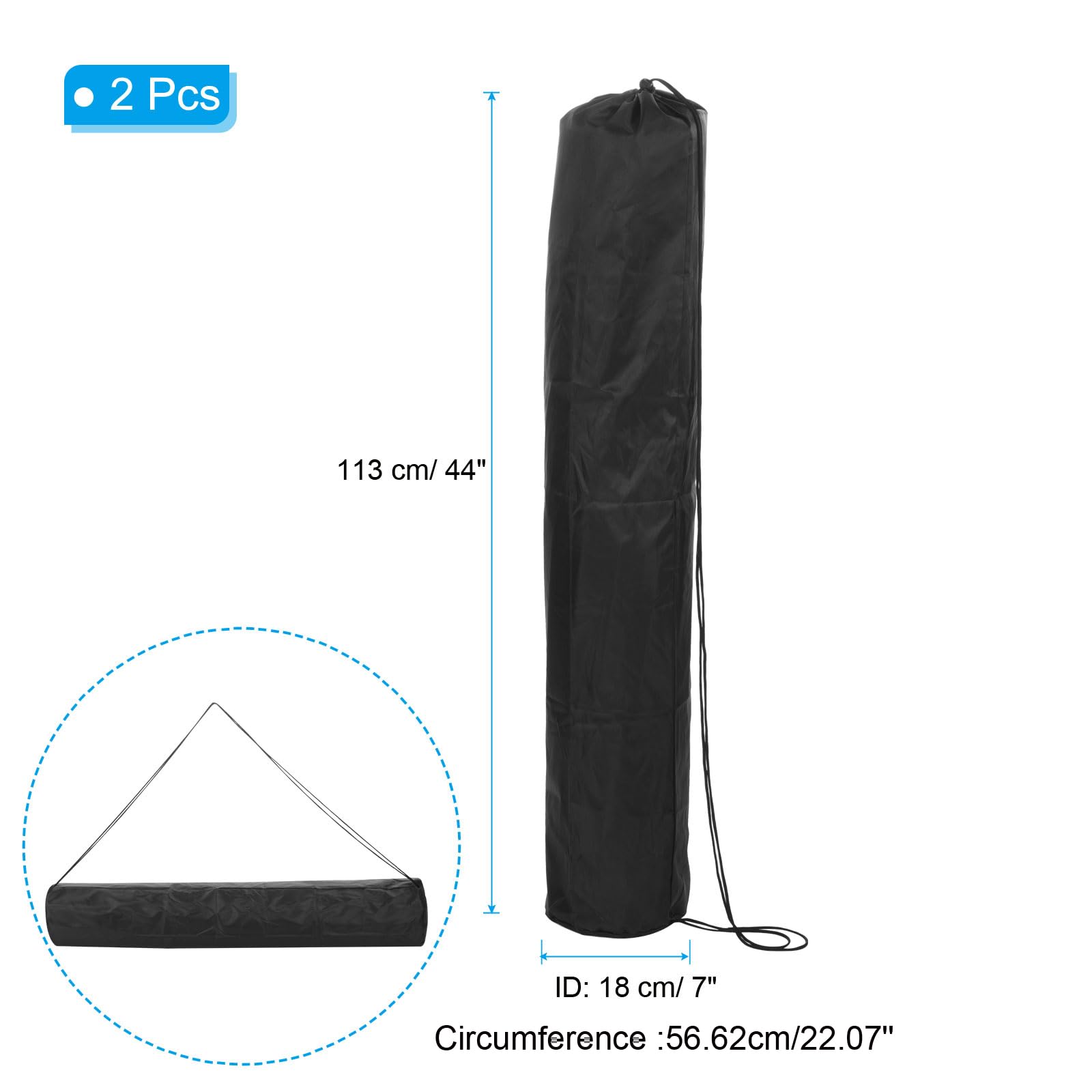 PATIKIL 44 Inch Camp Chair Replacement Storage Bags - 2 Pack Heavy Duty Nylon Foldable Carry Bags with Adjustable Shoulder Strap for Outdoor Camping, Picnics, Beach, Backpacking & Tailgating - Black