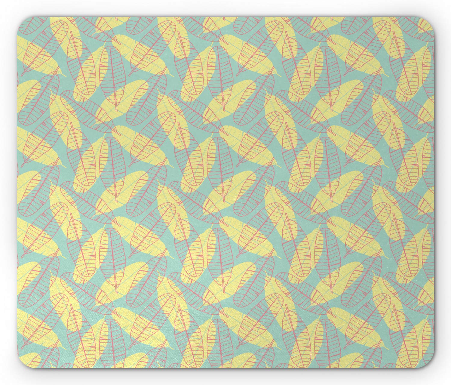Ambesonne Floral Mouse Pad with Banana Petals & Greenery Design - Non-Slip Rubber Base, Standard Size Rectangle Mousepad in Mint Green & Peach - Perfect for Office, Gaming & Home Computer Use