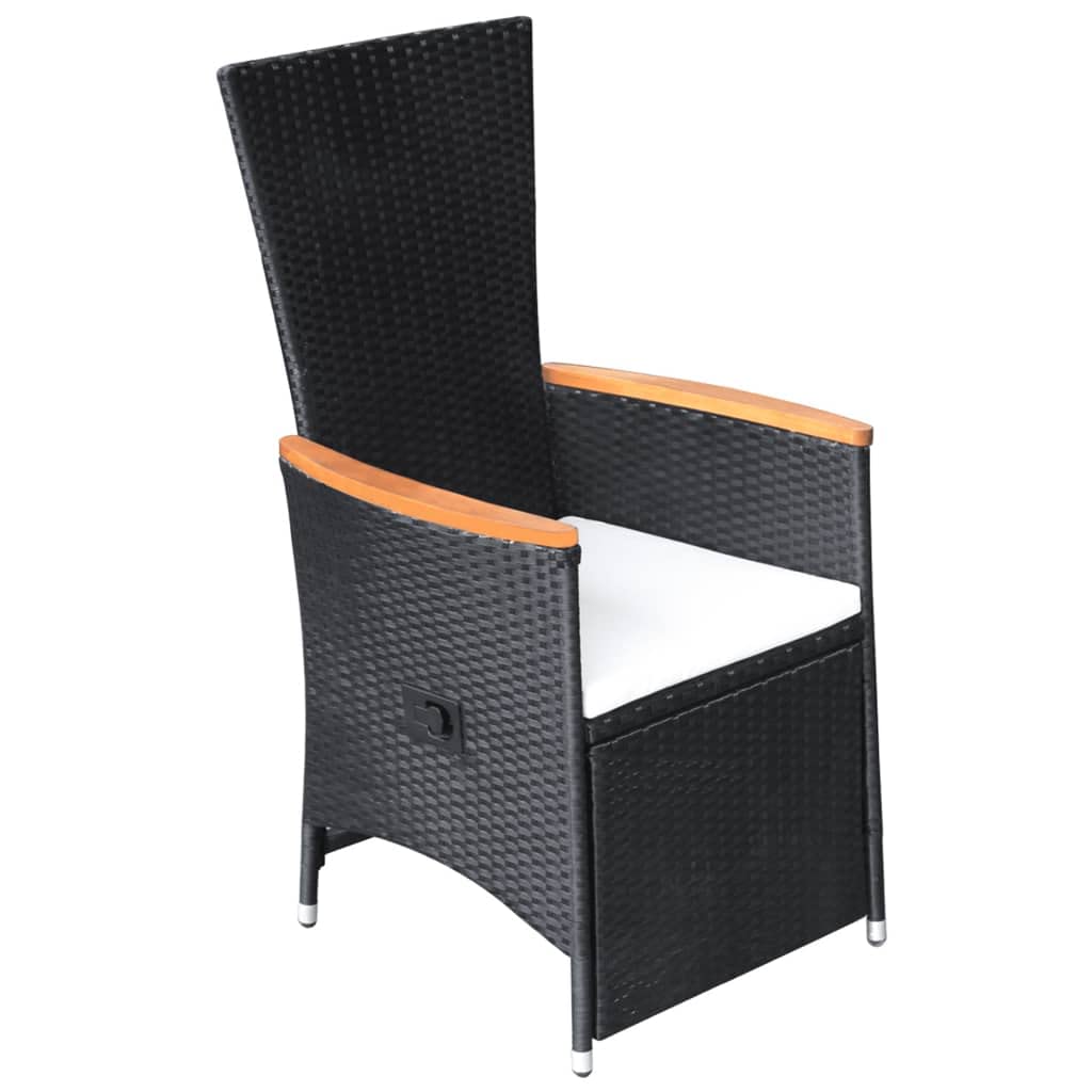 2-Piece Black Poly Rattan Reclining Patio Chairs Set with Cushions - Outdoor Lounge Chairs for Garden, Lawn, Deck, Backyard, Poolside & Balcony - Perfect for Relaxing, Sunbathing and Entertaining Guests