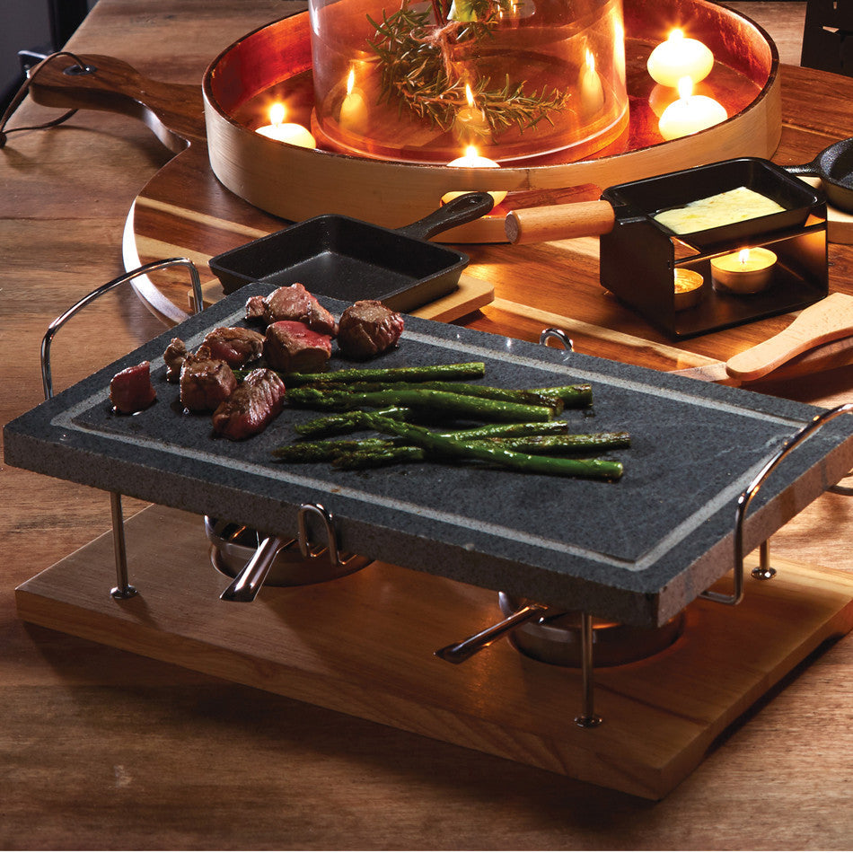 Premium Artesa Natural Marble Stone Grill Set - Durable Outdoor BBQ Cooking Tools for Backyard, Camping & Picnic Parties