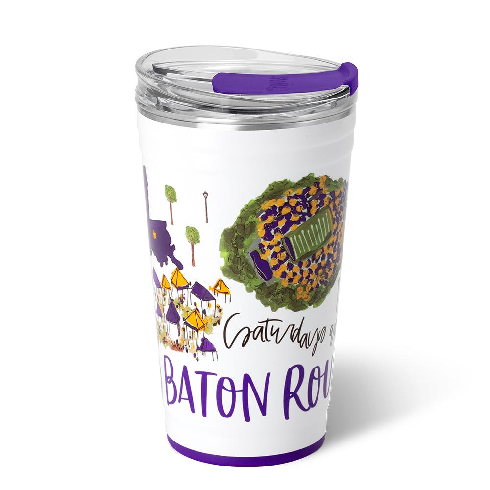 24oz Saturdays in Baton Rouge Party Cup - Insulated Plastic Drinking Cup for Parties, Tailgating & Outdoor Events - BPA-Free Reusable Beer Pong & Cocktail Cup