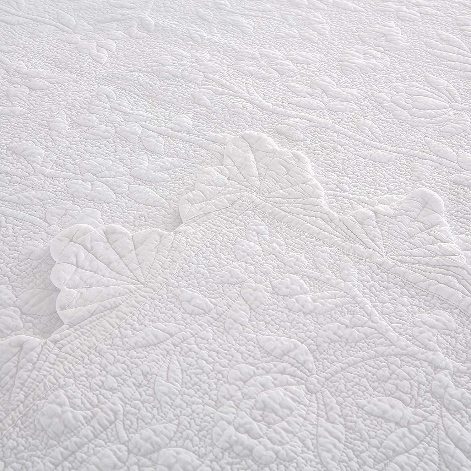 Brandream 5-Piece White Quilt Set King Size - 100% Cotton Luxury Farmhouse Bedding Coverlet & Quilted Bedspread - Perfect for Master Bedroom, Guest Room & Cozy Farmhouse Decor