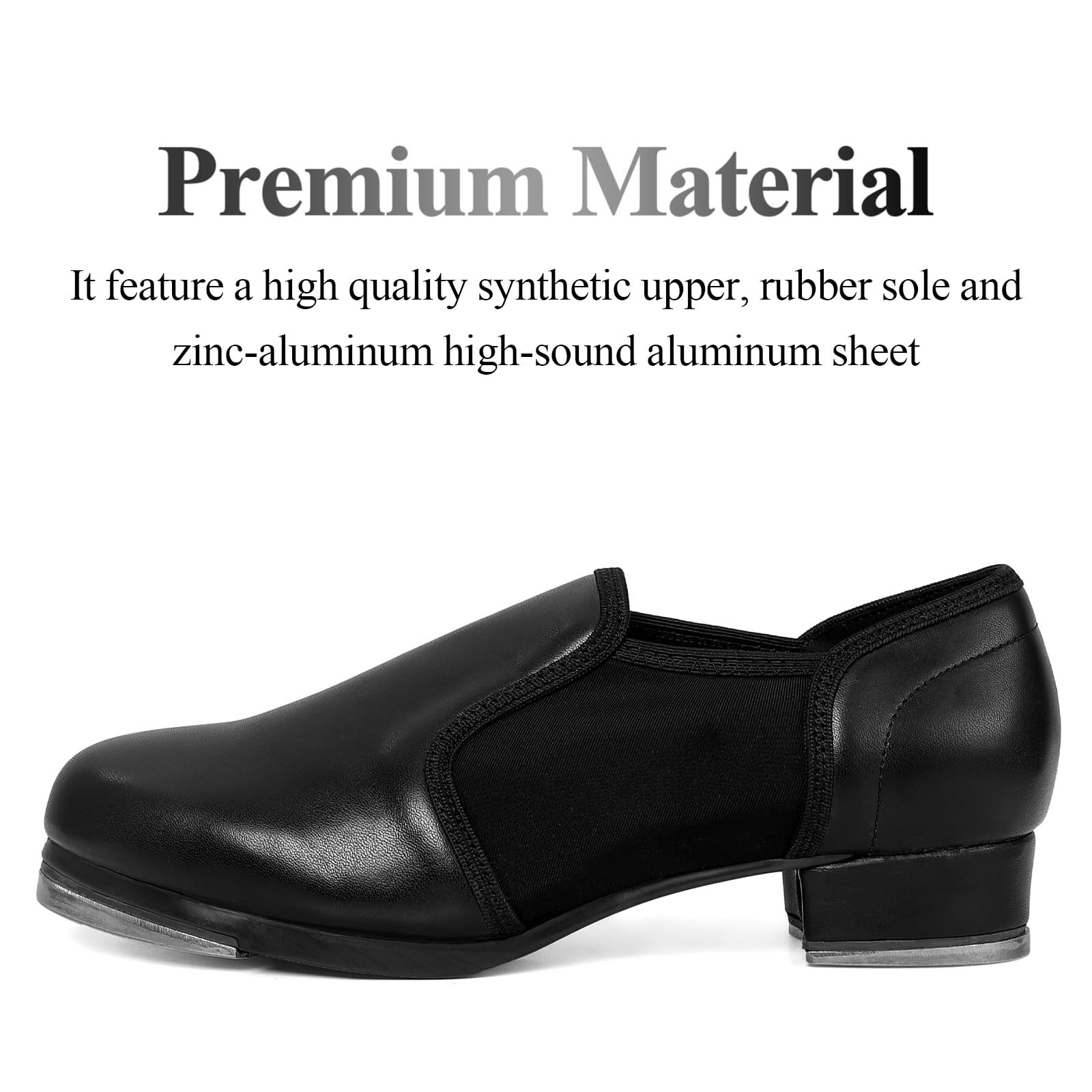 Men's Black Leather Slip-On Jazz Tap Dance Shoes for Adults – Perfect for Jazz, Tap, and Ballroom Dancing