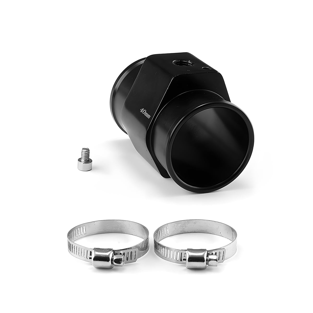 40mm Aluminum Radiator Sensor Adapter with 2 Hose Clamps - Universal Water Temperature Gauge Joint Pipe Connector for Car Cooling System | Compatible with Most Vehicles, Perfect for Engine Temperature Monitoring & Performance Tuning