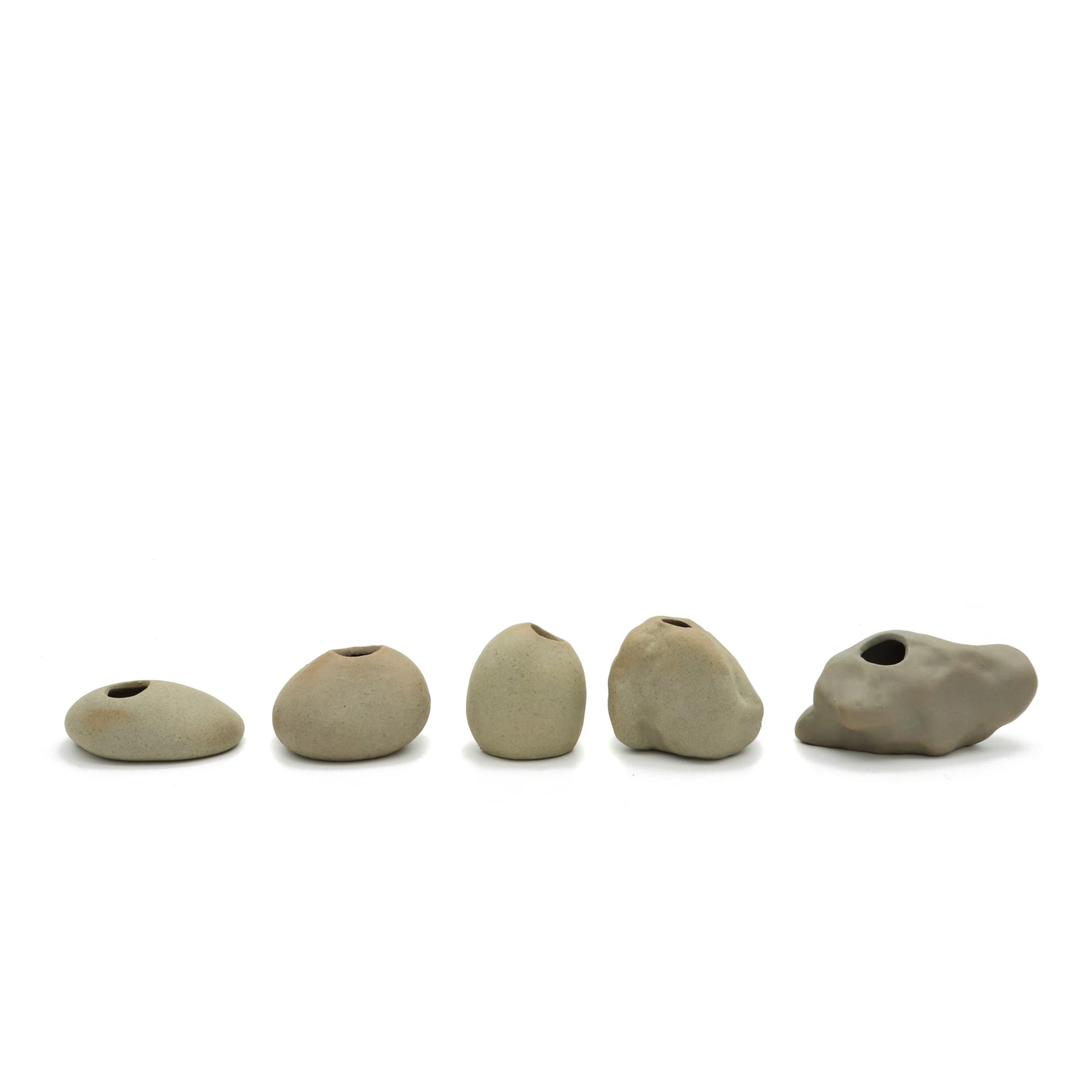 Ceramic Aquatic Plant Pots for Aquarium - 5pcs Small Fish Tank Decorations with Holder for Live Plants | Perfect for Freshwater Aquascaping & Betta Fish Tanks