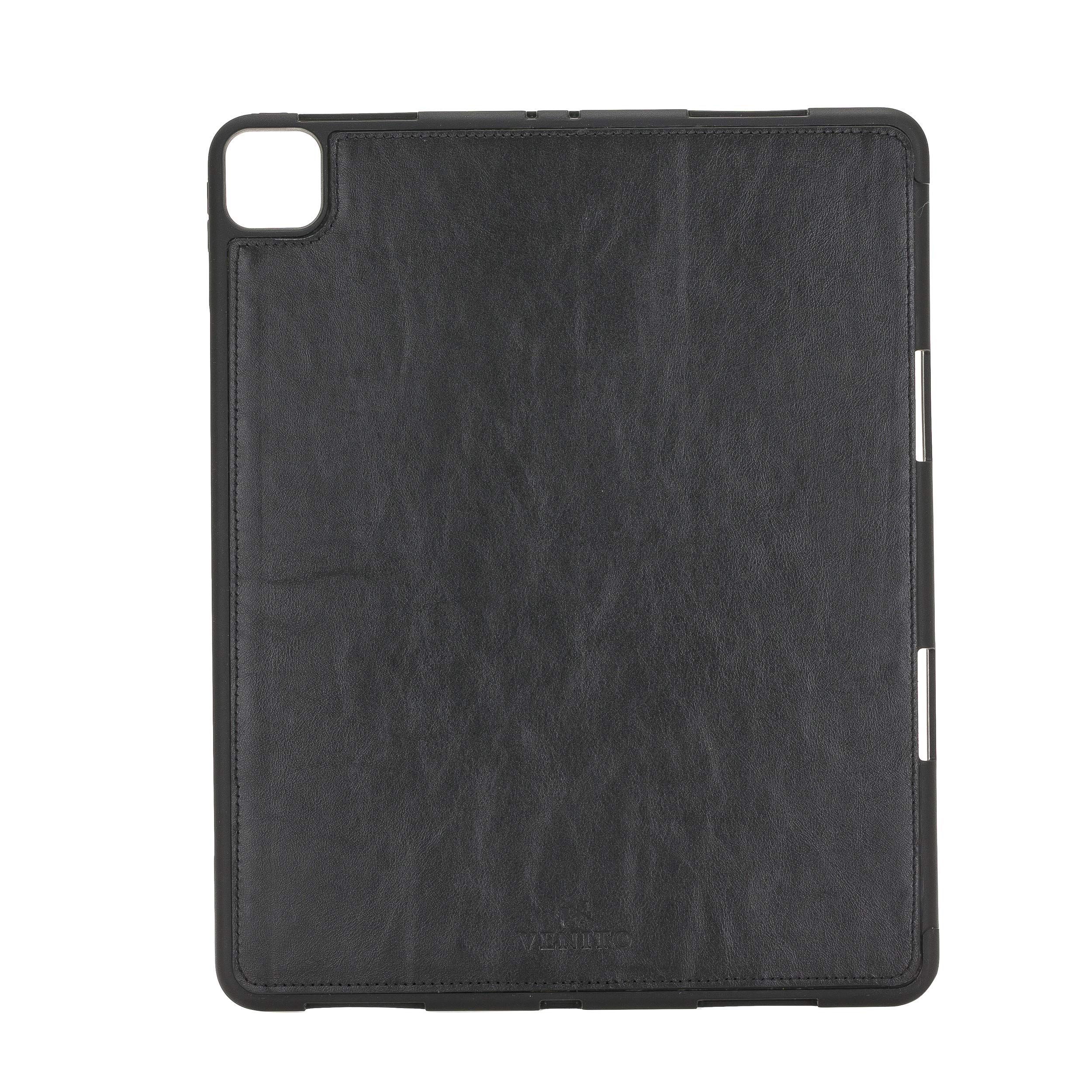 Premium Handmade Leather Folio Case for iPad Pro 12.9 (5th & 4th Gen) - Magic Tablet Wallet with Stand | Rustic Black | Perfect for Work, Travel & Home Office Use