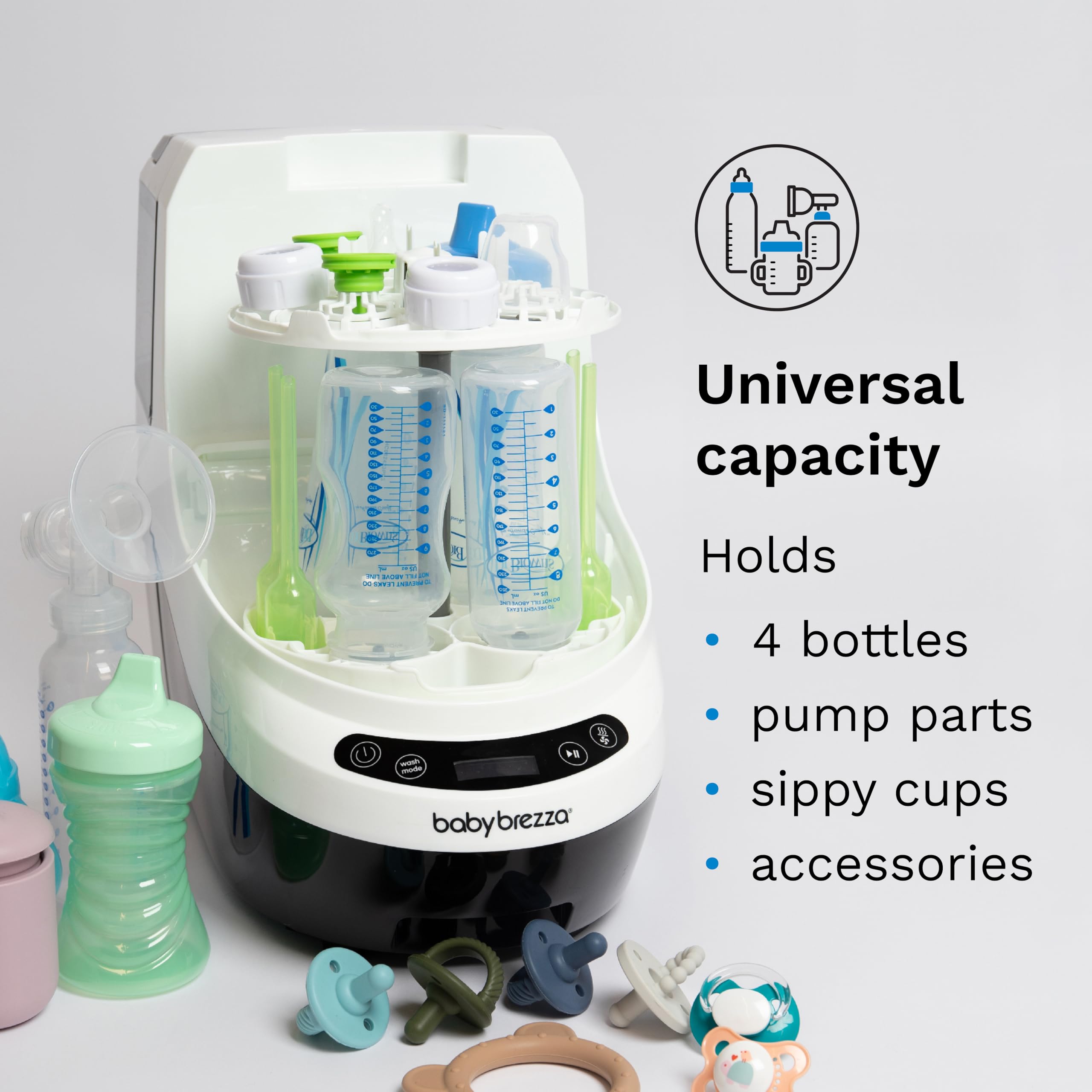 Baby Brezza Bottle Washer Pro - All-in-One Baby Bottle Cleaner, Sterilizer & Dryer Machine - Automatic Washer for Bottles, Pump Parts & Sippy Cups - Eliminates Hand Washing & Drying Racks - Perfect for Busy Parents & Daycare Centers