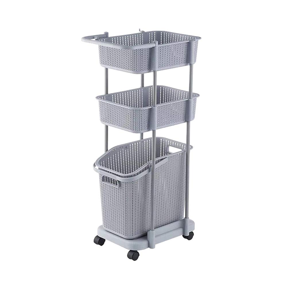 3-Tier Rolling Storage Cart with Removable Laundry Baskets - Space-Saving Organizer for Bathroom, Bedroom, Kitchen & Closet - Durable Multi-Purpose Utility Cart for Home Organization