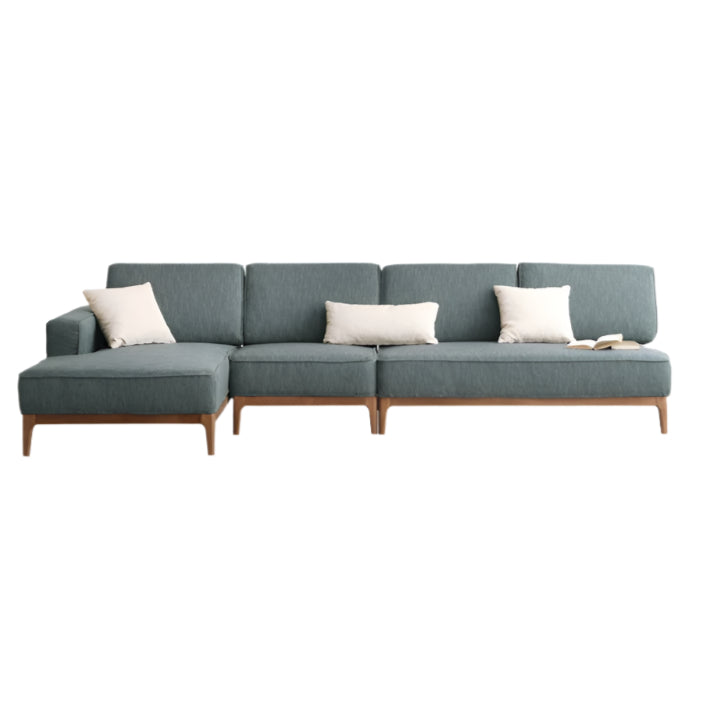 Premium Black Walnut & Ash Solid Wood Fabric Chaise Lounge Sofa - Modern Living Room Furniture for Relaxation & Home Decor