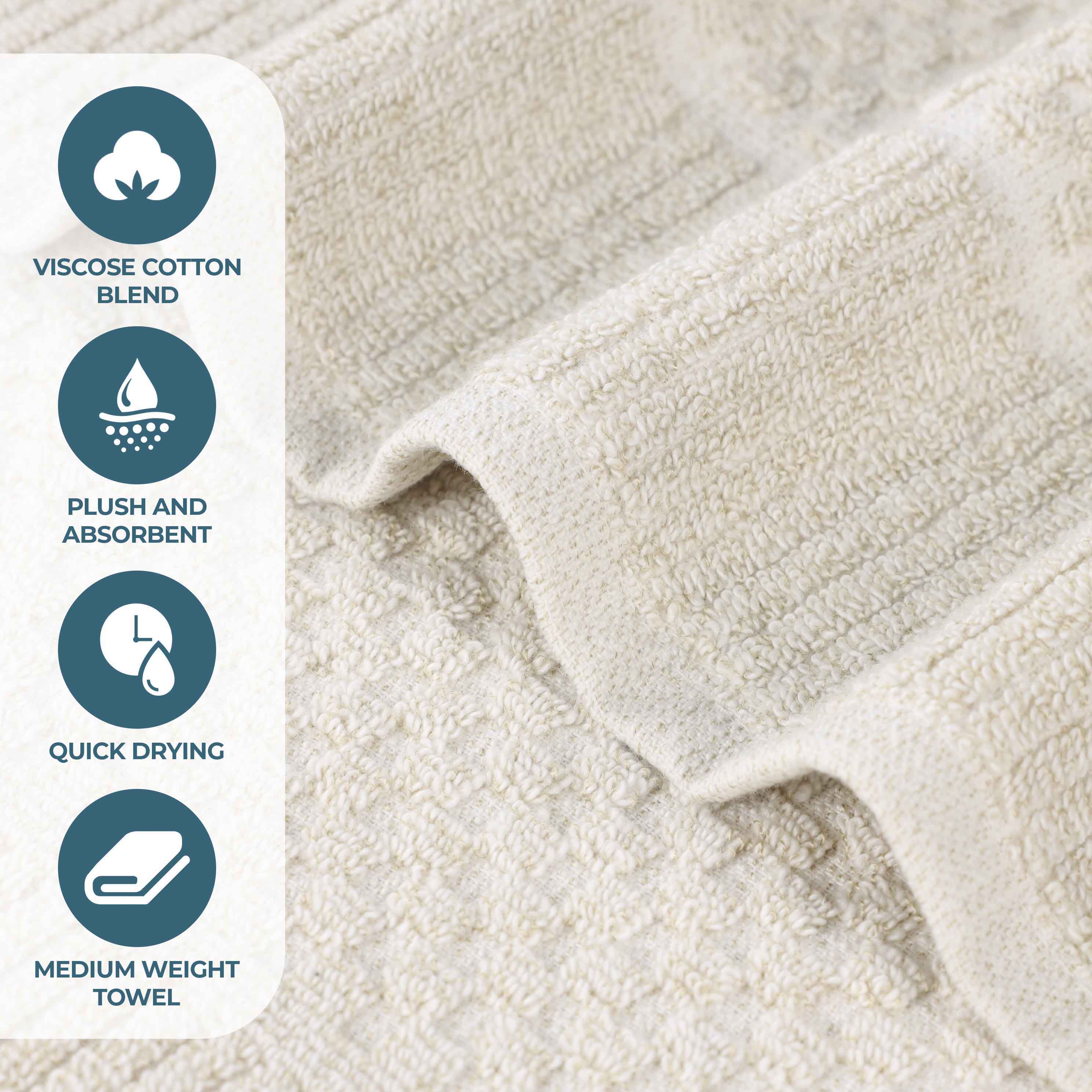 Premium Cotton Blend Checkered and Ribbed Bath Sheets Set of 2 - Super Absorbent, Soft & Quick-Drying Luxury Towels for Spa, Bathroom, Pool, and Beach Use