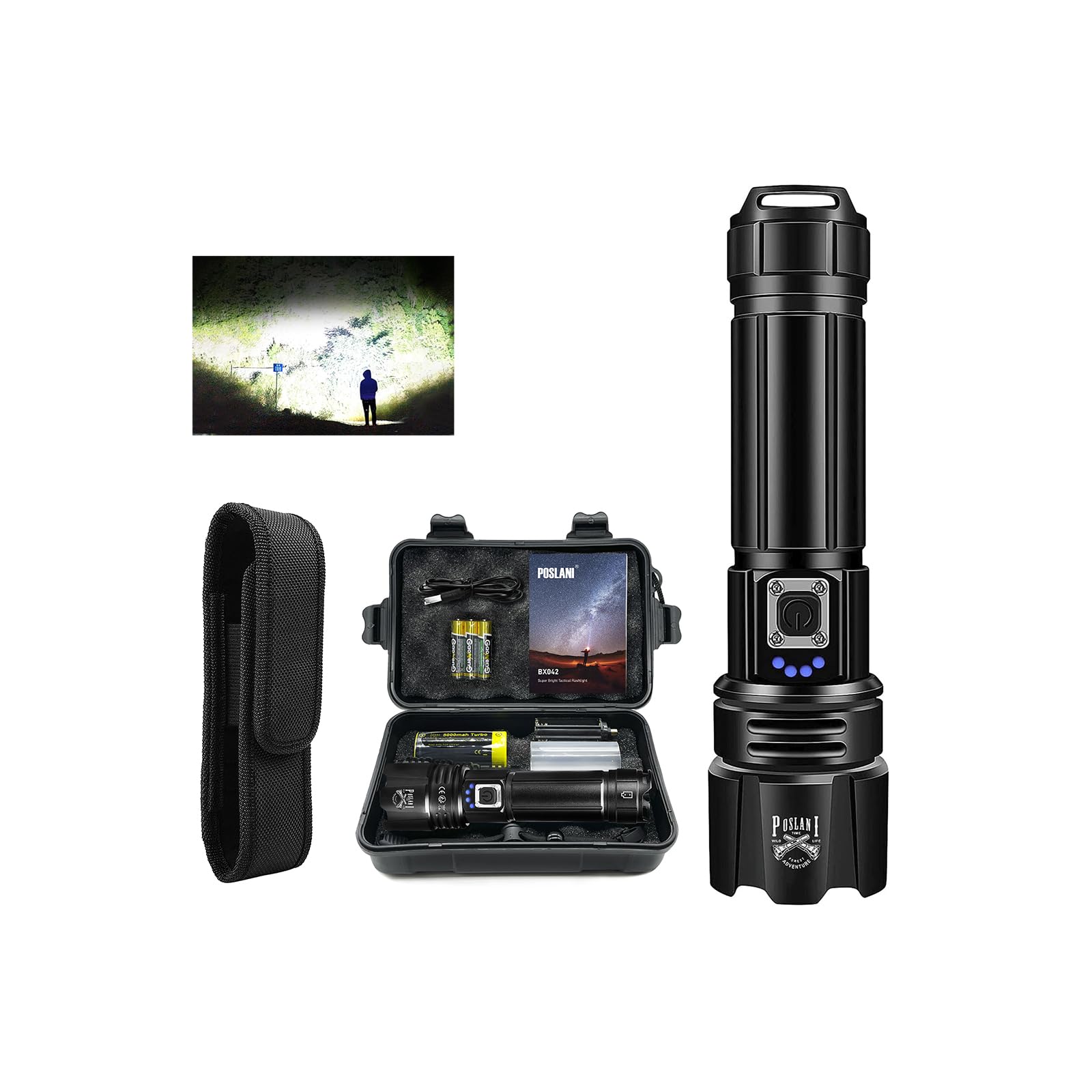 950,000 Lumens Rechargeable LED Flashlight - Ultra Bright Tactical Flashlight with Waterproof Design for Camping, Emergency, Hiking & Outdoor Adventures | Perfect Gift for Men & Survival Enthusiasts