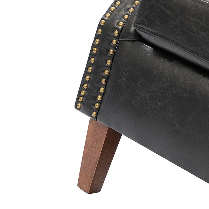 Gianfranco Vegan Leather Armchair with Sturdy Wooden Legs - Modern Vegan Leather Lounge Chair for Living Room, Office & Reading Nook - Eco-Friendly Faux Leather Accent Chair