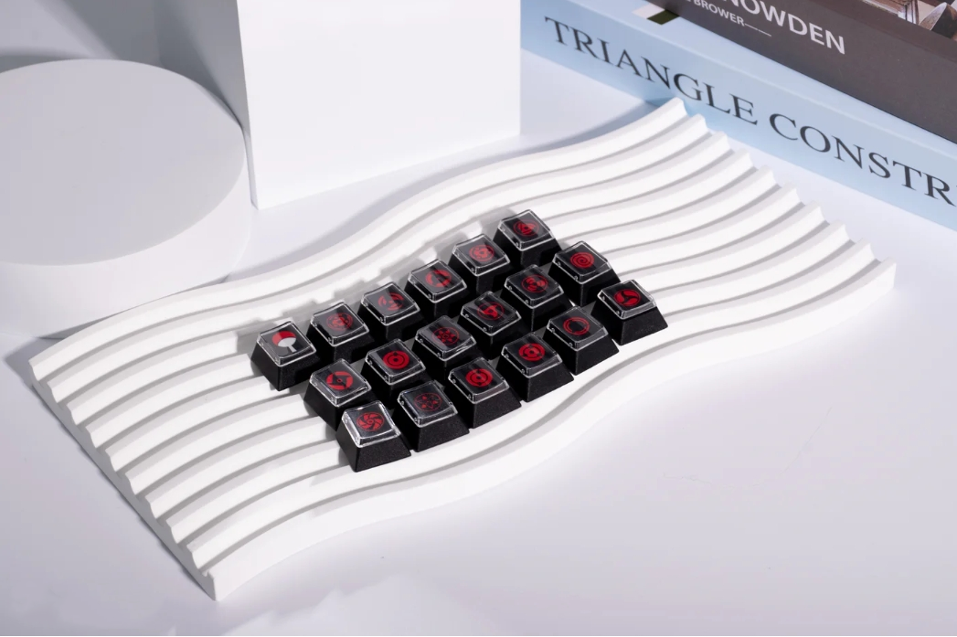 Naruto Sharingan 18-Piece Custom Keycap Set - Heat Sublimated Transparent Keycaps for Mechanical Keyboards | Perfect for Gaming, Typing & Anime Fans