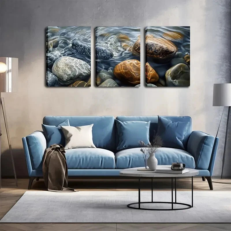 3-Piece Art Deco Coastal Canvas Wall Art Set - Framed 40x60cm High Quality Print - 100% Australian Made Ready to Hang Wall Decor for Living Room, Bedroom & Office