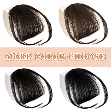 AL ZAHRA Clip-in Human Hair Bangs for Women - 100% Real Hair Wispy Fringe Extensions with Temples, Air & Flat Bangs (Black Brown) | Perfect for Daily Styling, Cosplay & Instant Hair Transformation