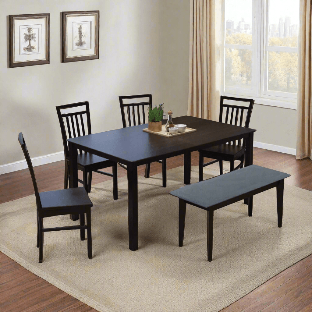Mireille 5-Piece Wooden Dining Set - Table & 4 Chairs - Solid Wood Kitchen & Dining Room Furniture for Family Gatherings & Dinner Parties