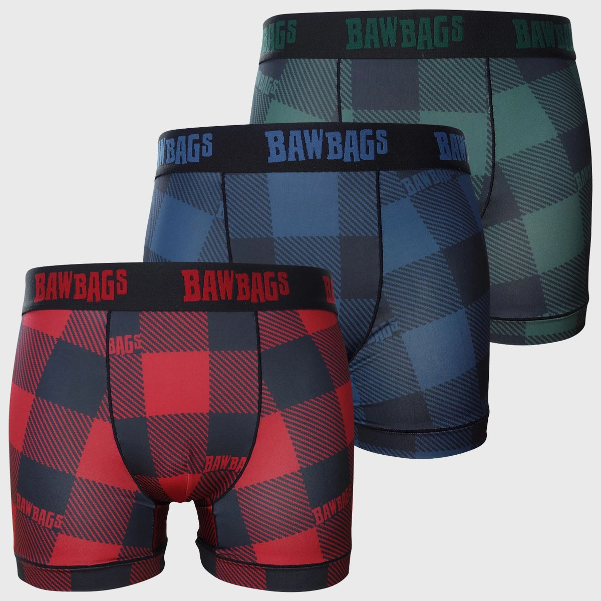 Bawbags Flannel 3 Pack Cool De Sacs Technical Boxer Shorts - Soft Breathable Underwear for Men - Perfect for Workout, Travel & Everyday Comfort