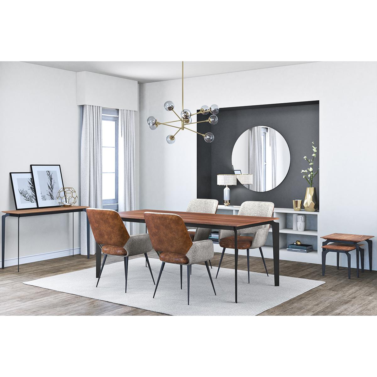 Eurostyle Modern Desi Armchair - Fabric & Leather Upholstered Living Room Chair for Home & Office Comfort