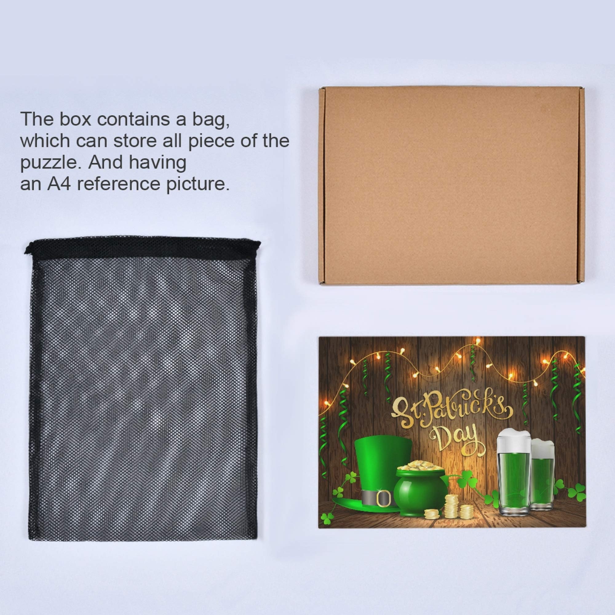 St. Patrick's Day 1000 Piece Jigsaw Puzzle for Adults & Kids - Irish Shamrock, Pot of Gold & Leprechaun Hat Design - Fun Family Challenge Game - Perfect for Holiday Parties, Classroom Activities & Relaxation Time