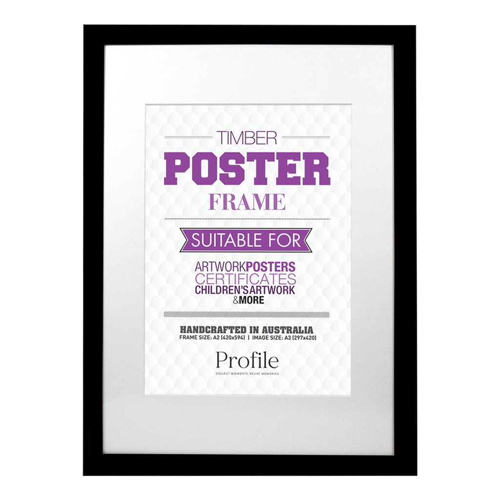 Vintage Black Timber A2 Picture Frame - Perfect for A3 Photos, Artwork & Posters - Ideal for Home Decor, Office Display & Gift Giving
