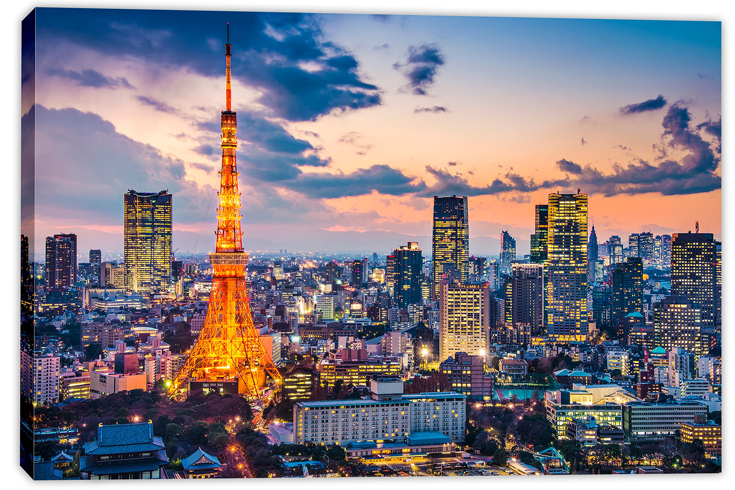 54 x 36 Tokyo Japan Evening Skyline Canvas Print - Modern Wall Art Decor for Living Room, Bedroom & Office | Perfect Home Decoration Gift