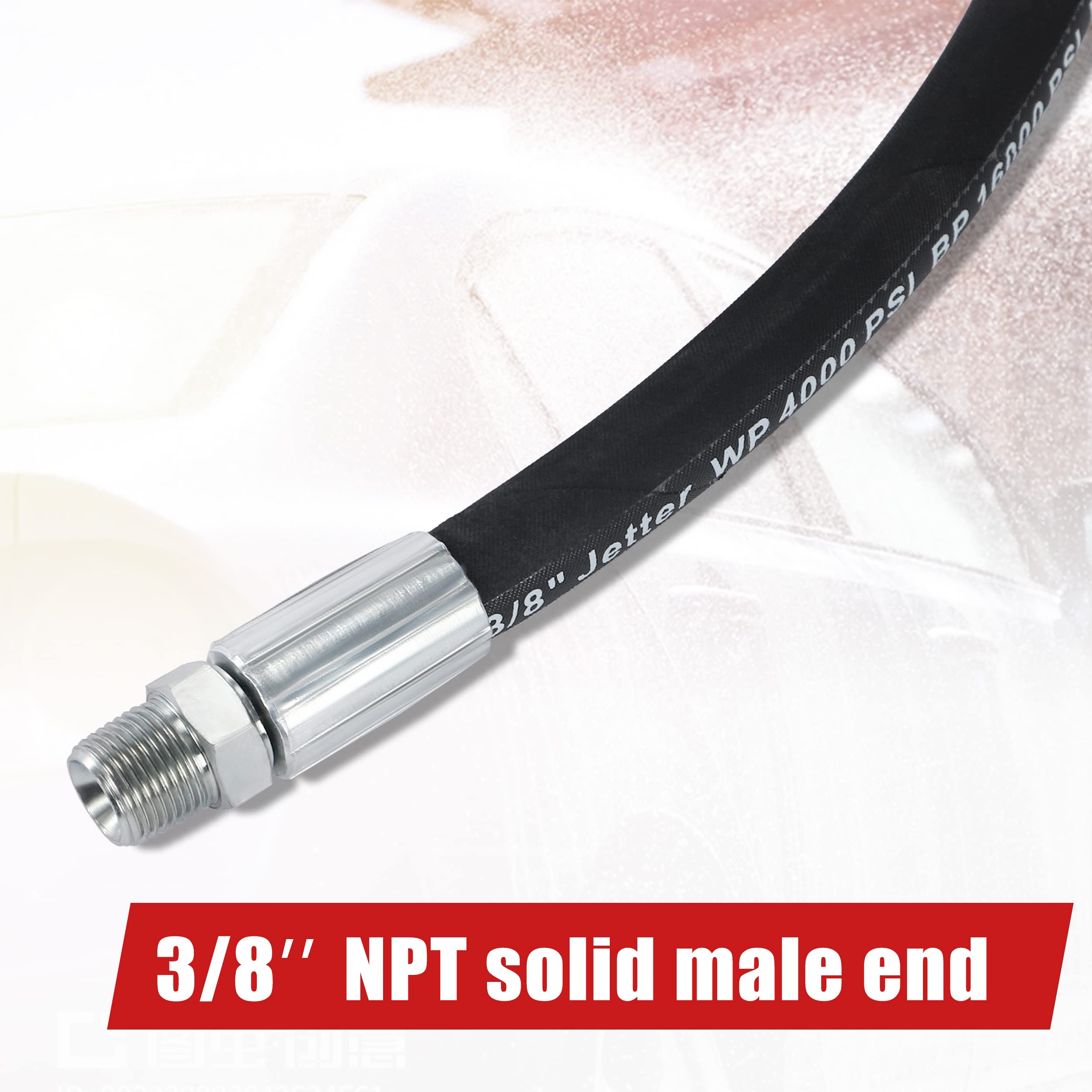 Pressure Washer Hose with Swivel - 2FT Whip Hose & Adapter Set for Car Washing