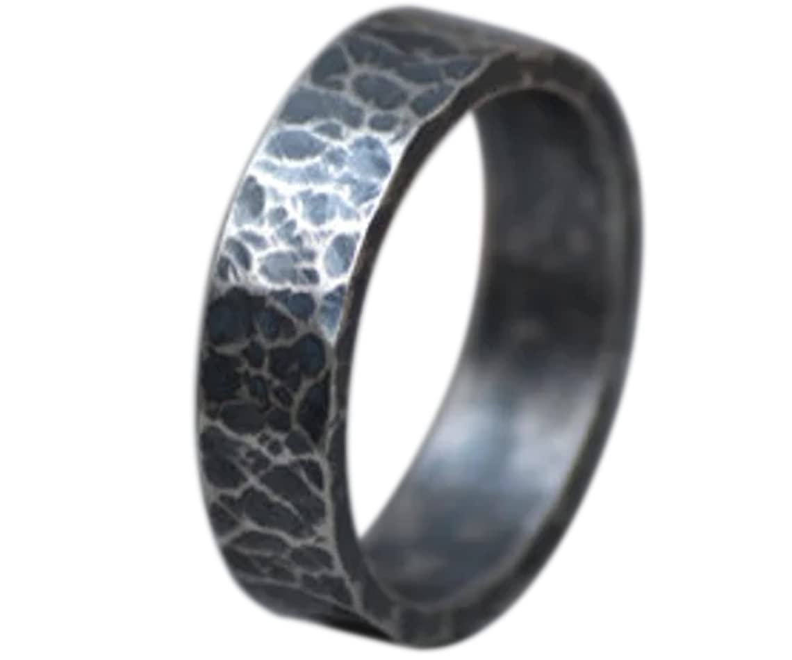 Personalized Textured Wedding Band - 5.5mm Wide Oxidized Rustic Ring for Men & Women - Perfect for Engagements, Anniversaries & Unique Couple Gifts