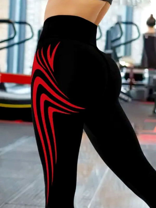 ZASUWA Women's High Waisted Contrast Color Print Yoga Leggings - Workout, Running, Gym & Casual Wear