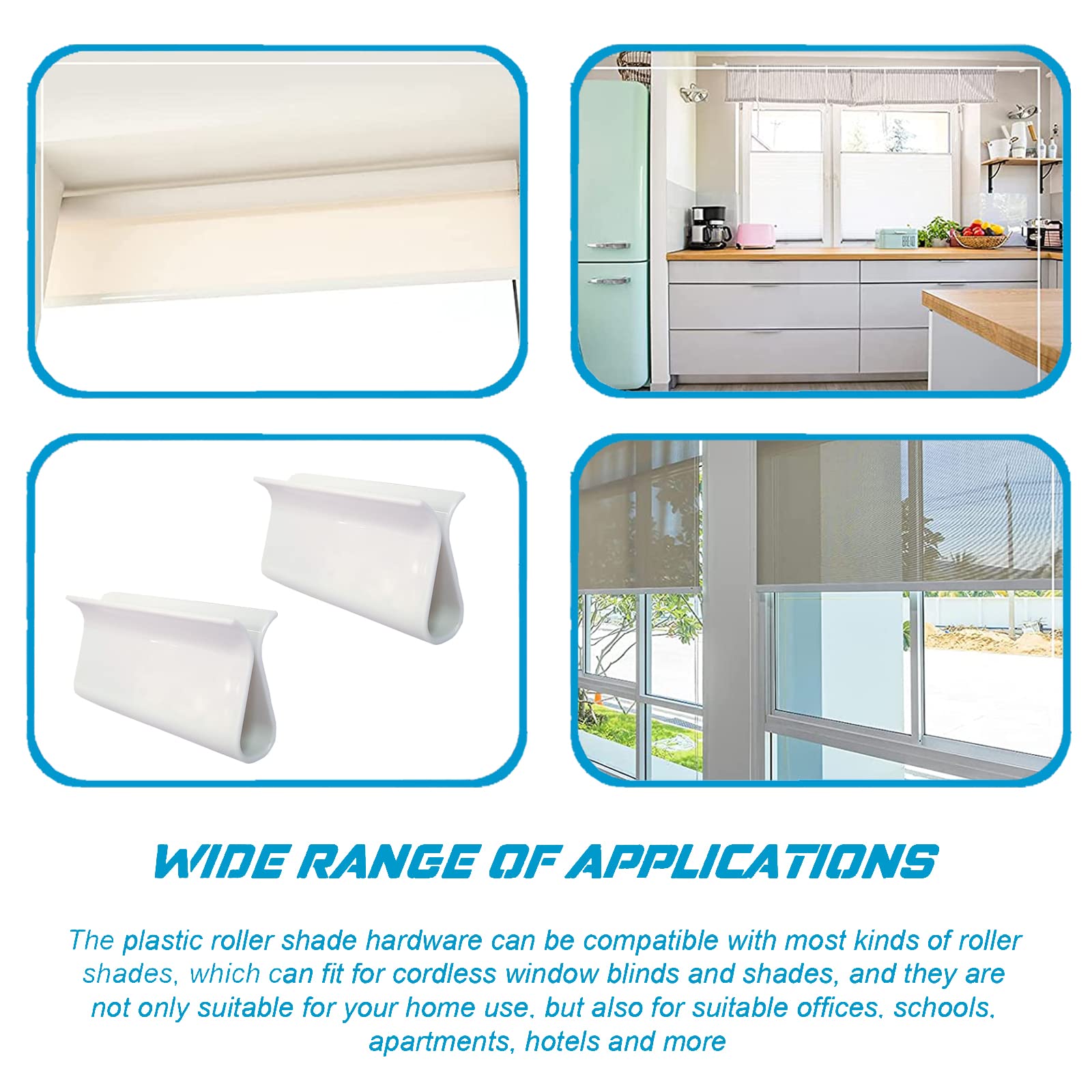 Clear Plastic Roller Window Shade Hem Grips - 40 Pack White Curtain Accessories for Easy Installation & Smooth Rolling | Perfect for Living Room, Bedroom & Office Window Treatments