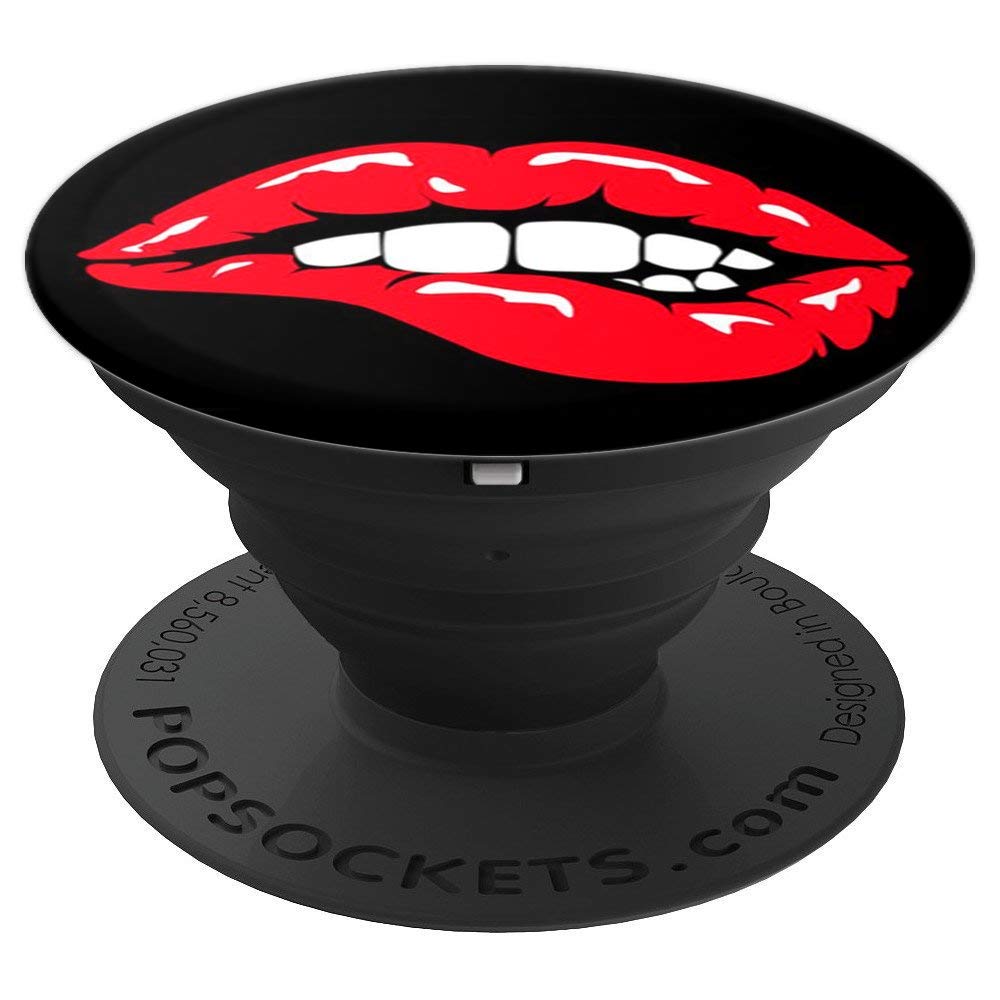 Sparkly Red Lip Design PopSocket PopGrip - Swappable Phone Grip for iPhone, Samsung & Tablets - Perfect for Selfies, Video Calls & Secure Phone Handling