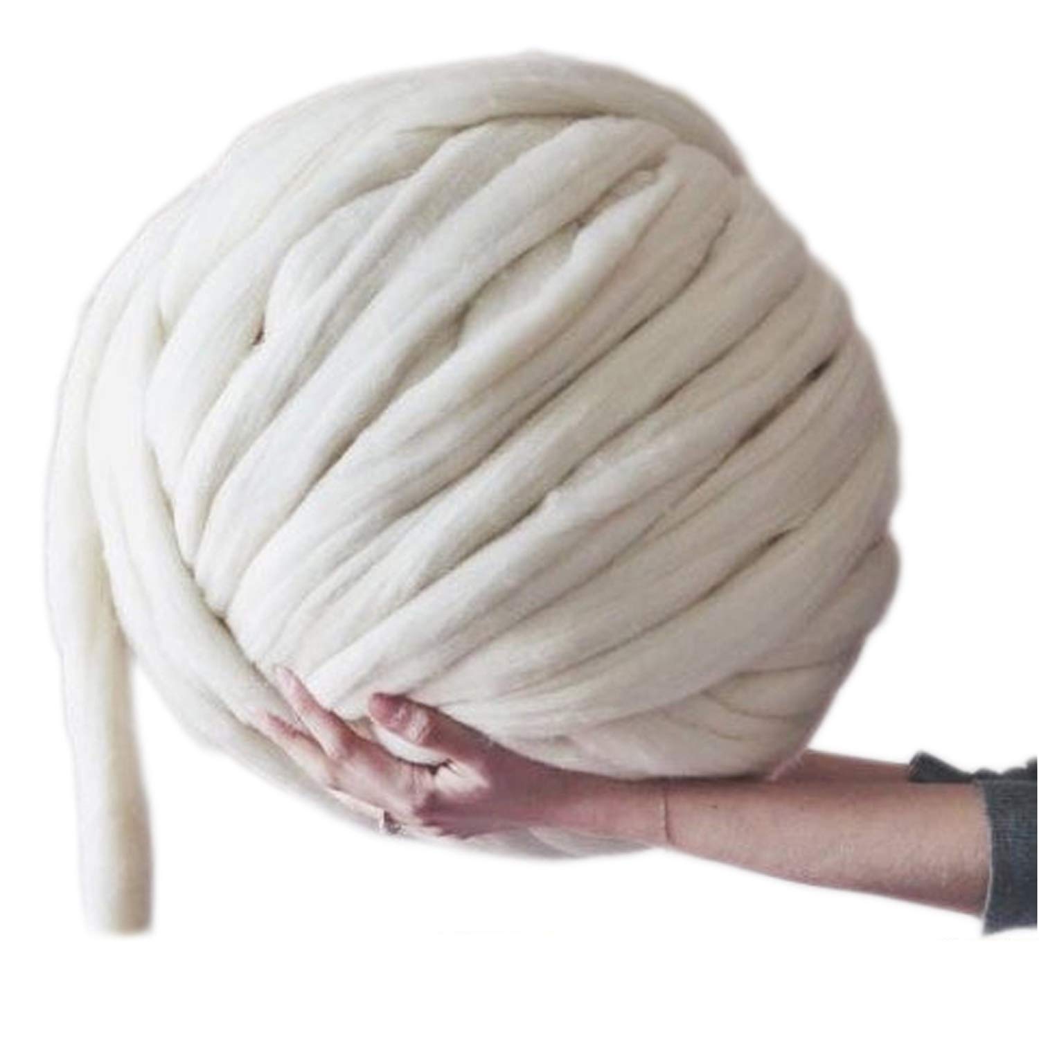 Clootess Bulky Chunky Yarn - Extra Thick Roving Wool for Hand Knitting, Crochet & DIY Projects - Perfect for Sofa Blankets, Bed Throws & Home Decor (11 lbs, Ivory White) - Cozy Winter Crafts & Gift Making