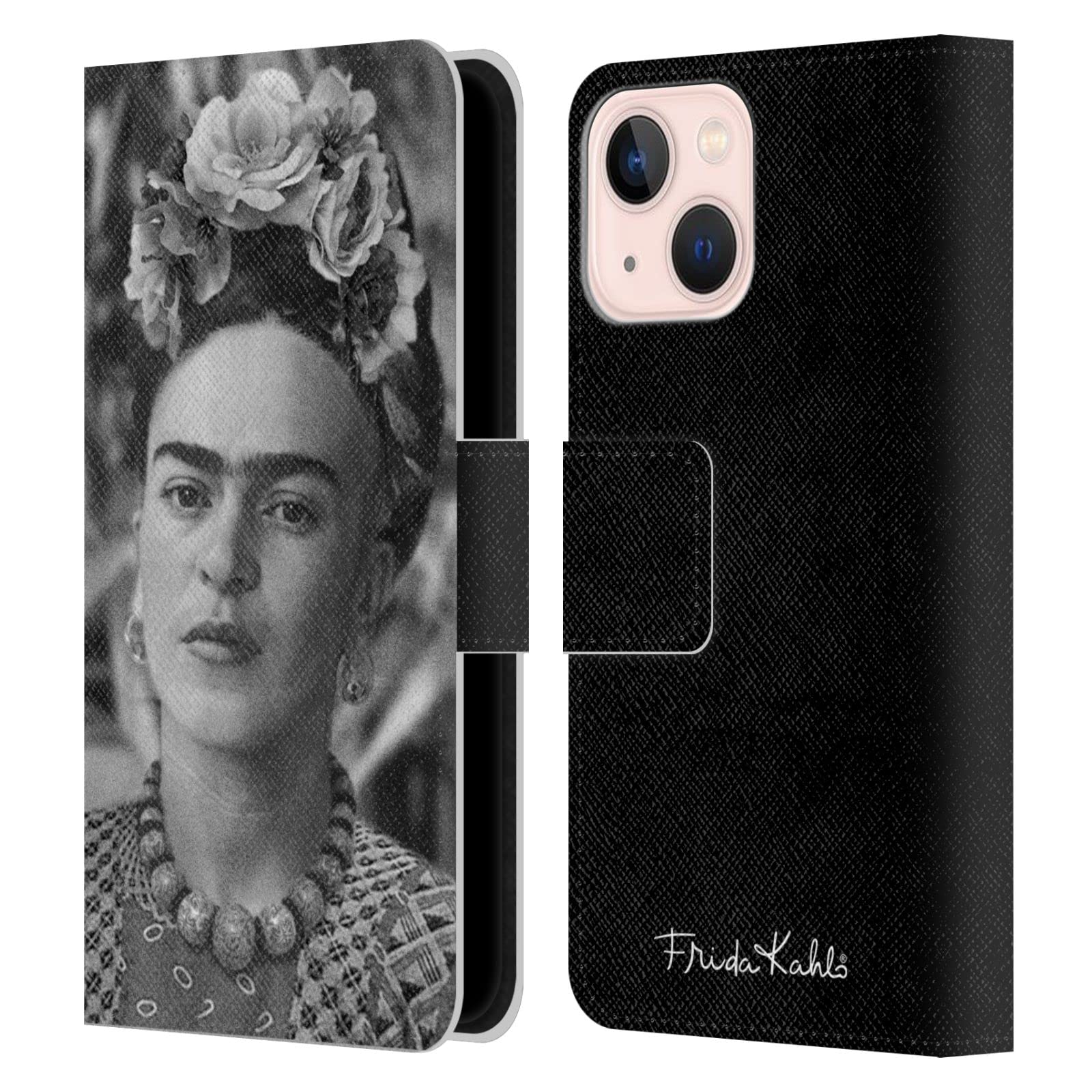Frida Kahlo Floral Headdress iPhone 13 Mini Case - Officially Licensed Leather Book Wallet Cover with Inspirational Quotes, Perfect for Art Lovers & Daily Protection