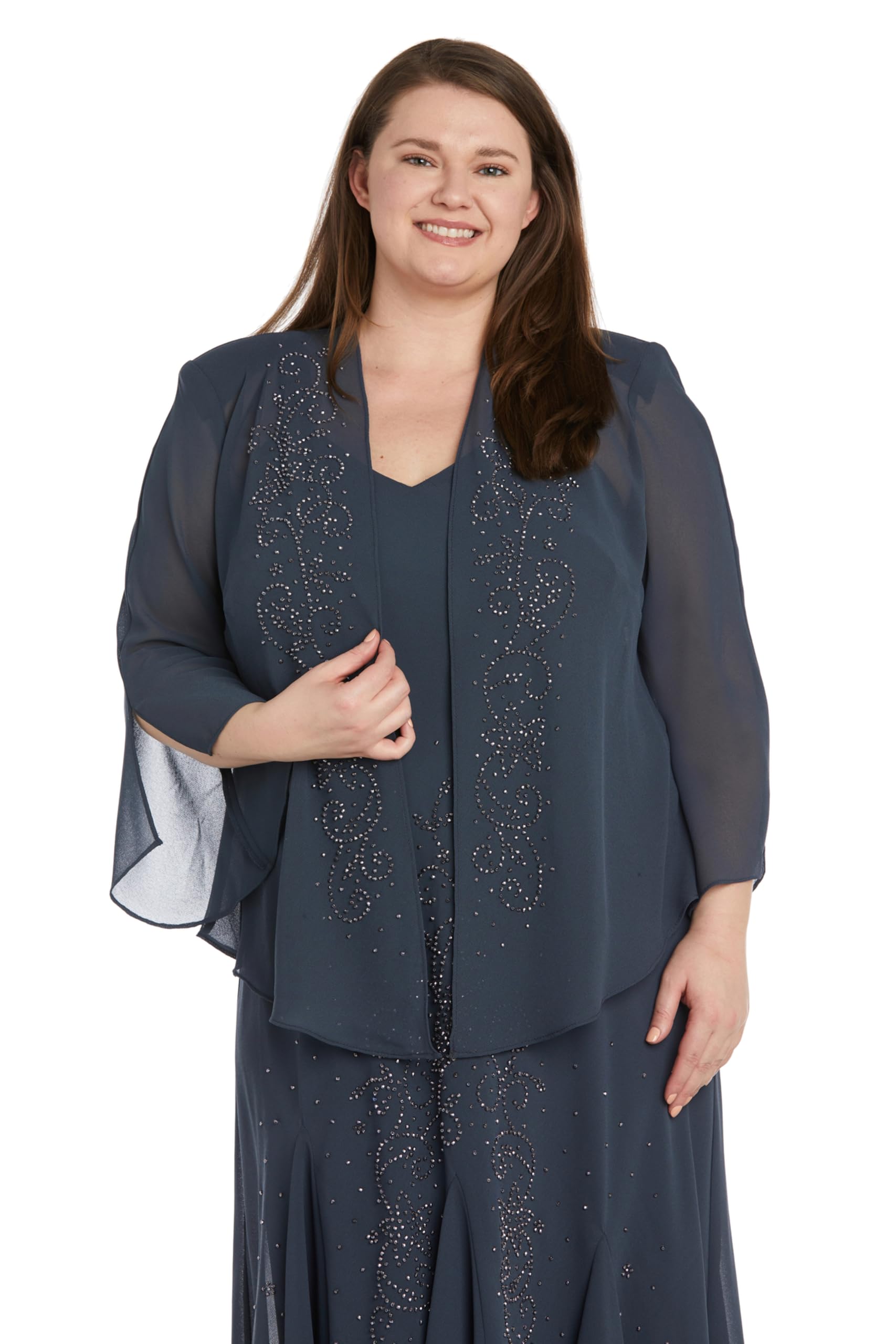 R&M Richards Women's Plus Size Jacket Dress - Elegant Formal Wear for Office, Church & Special Occasions | Stretchy Comfort Fit for Curvy Figures