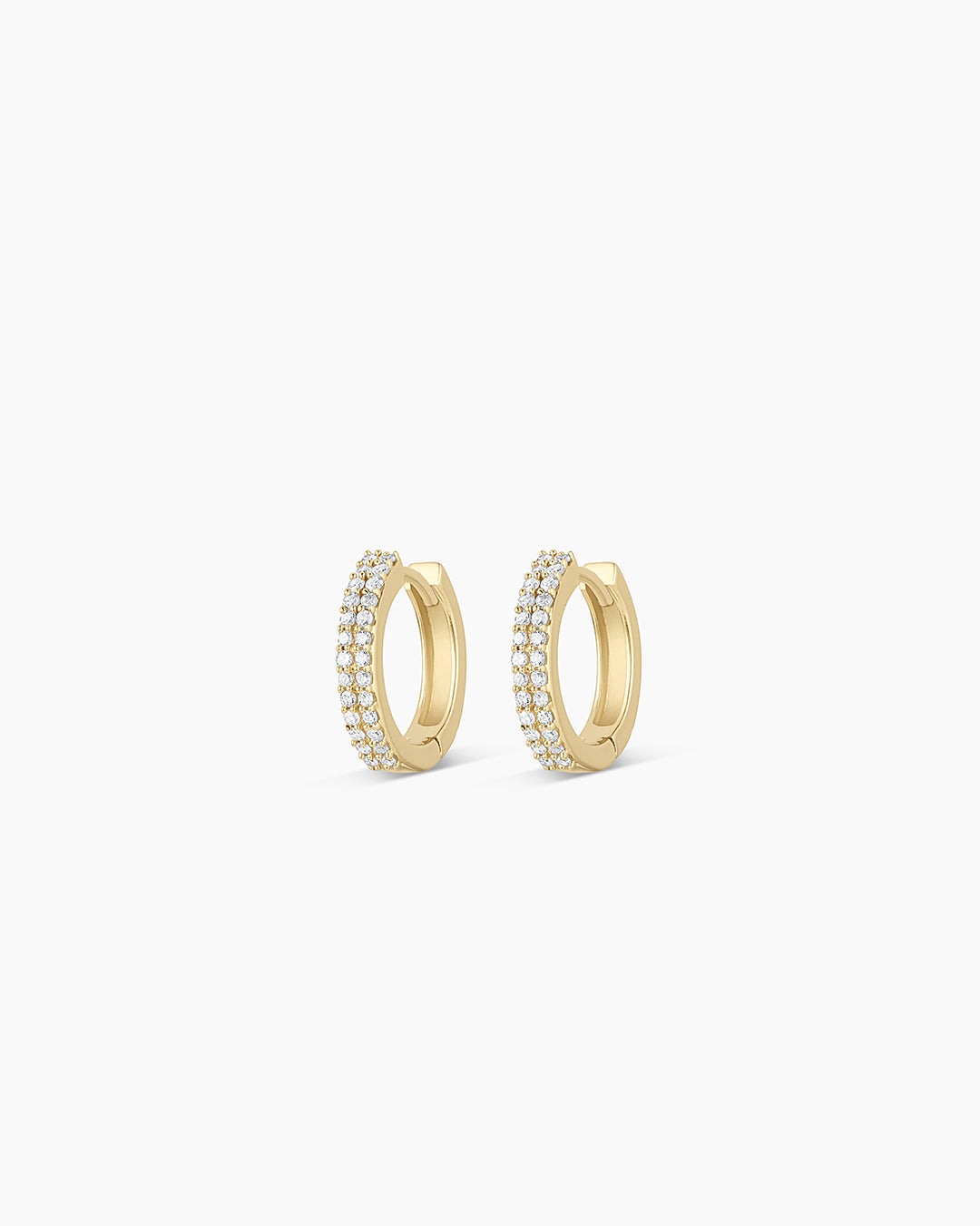 Diamond Double Down Huggies Earrings - Elegant & Durable 14K Gold Plated Studs for Women | Perfect for Weddings, Parties & Everyday Wear