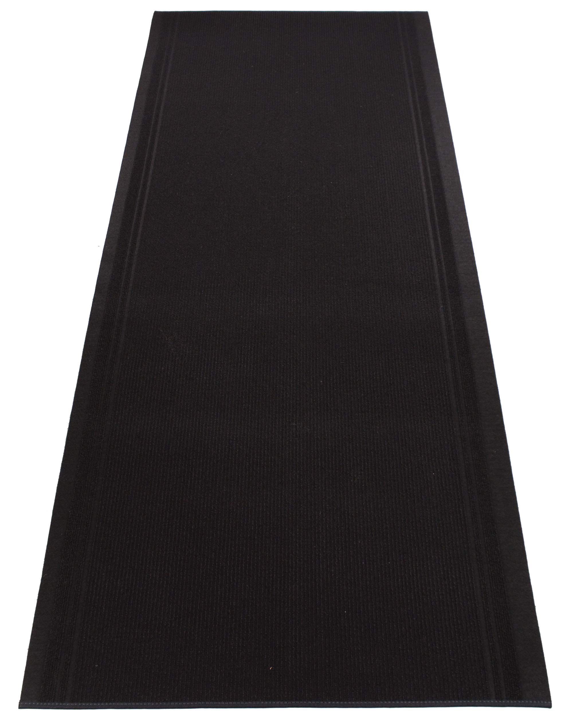 Custom Size Non-Slip Runner Rug - Indoor/Outdoor Traction Rug with Ridge Design & Rubber Backing - Cut to Length (Black, 36