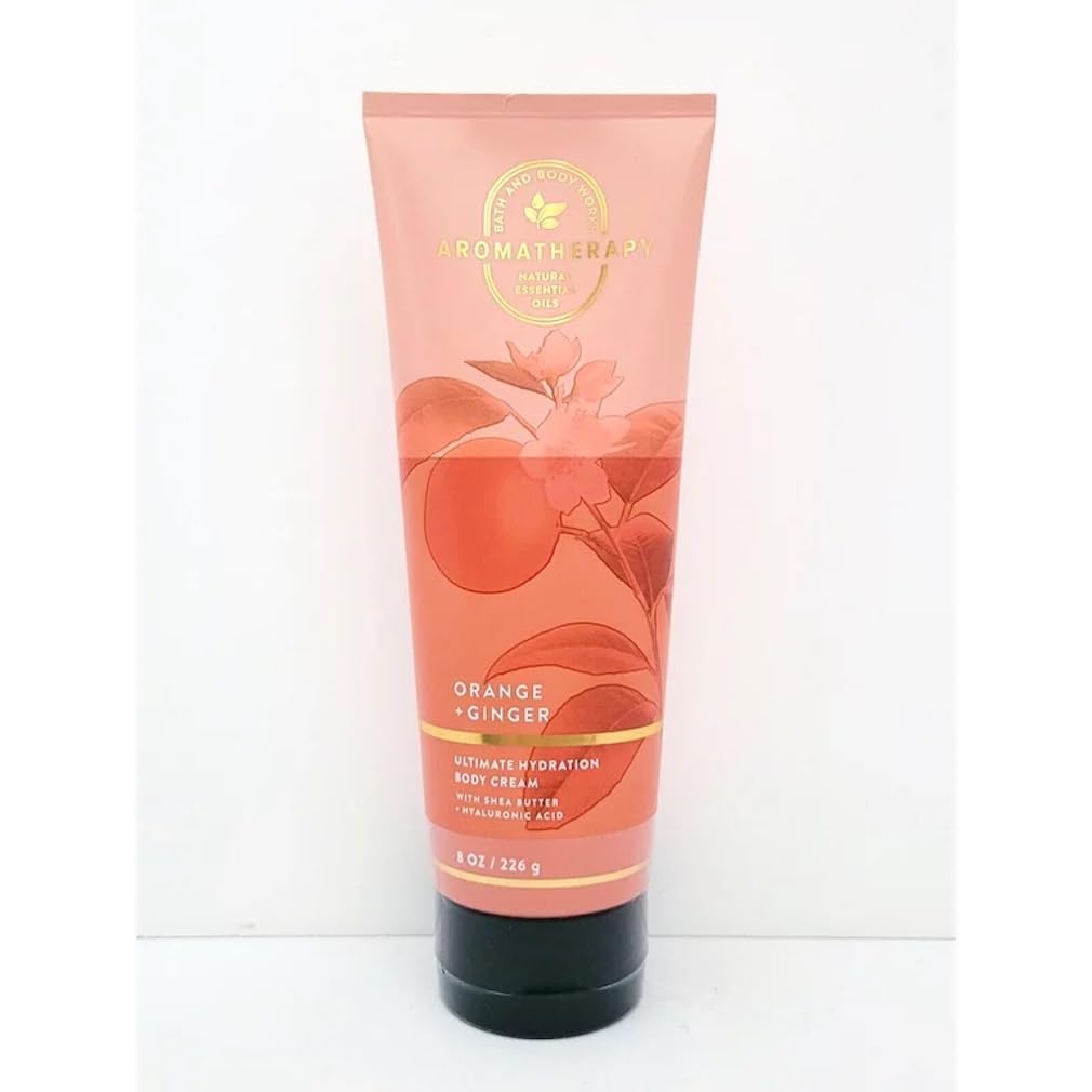 Bath and Body Works Orange & Ginger Aromatherapy Body Cream with Essential Oils - 8 oz Moisturizing Lotion for Dry Skin - Relaxing Spa Treatment at Home