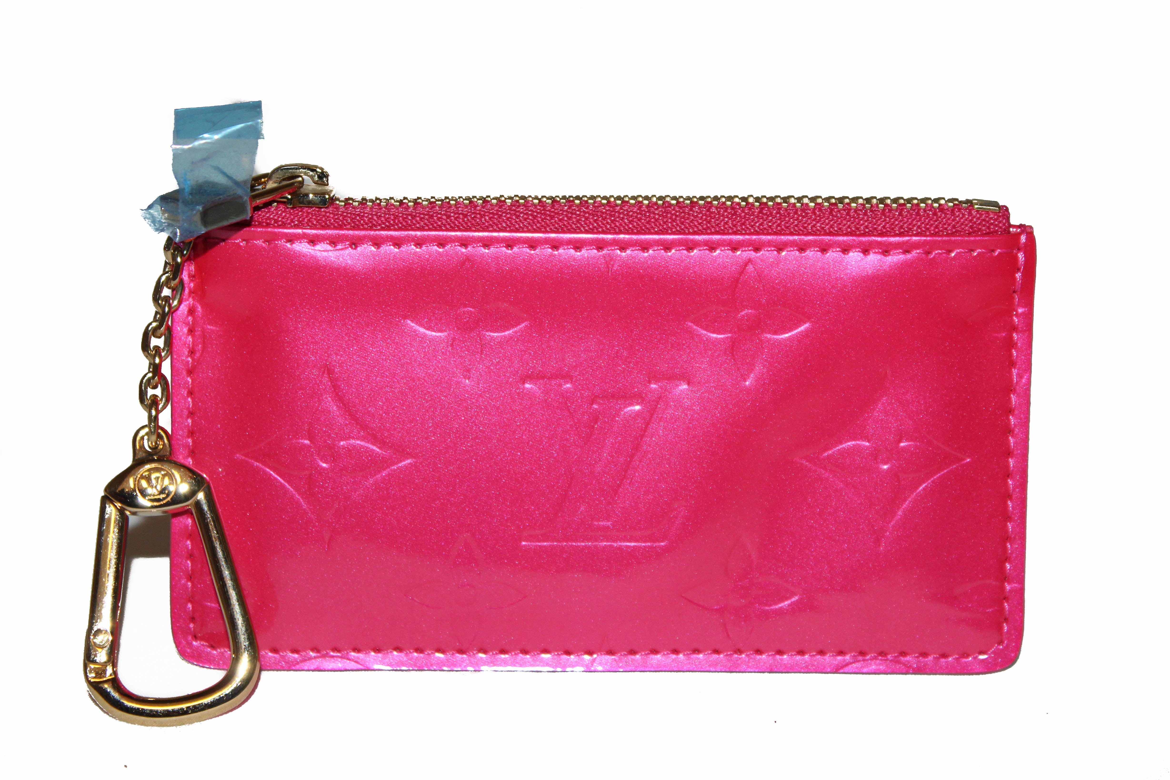 Authentic Louis Vuitton Pink Vernis Pochette Clé Key Coin Pouch - Luxury Keychain Wallet for Women, Perfect for Keys, Coins & Cards | Gift Idea for Her | Fashion Accessory for Everyday Use & Special Occasions