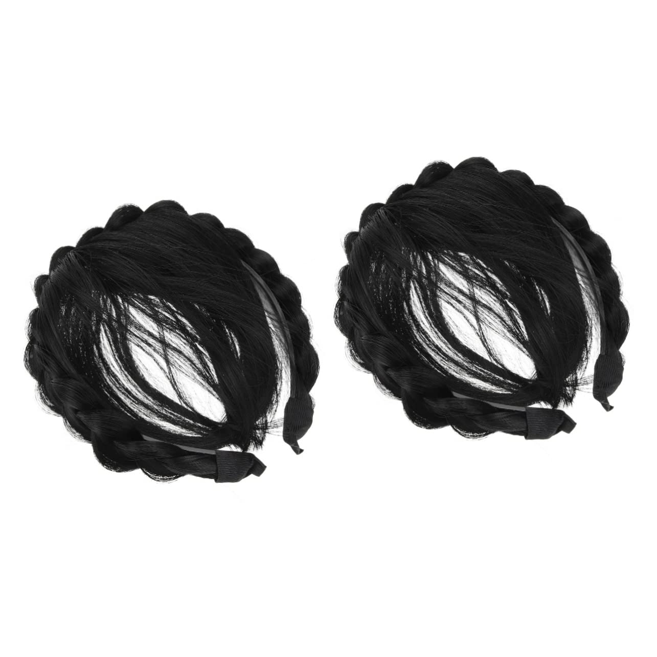 Minkissy 2-Piece Plated Headband Wig Set with Fake Bangs - Women's Hair Extensions & Hairpieces for Wigs with Bangs, High-Temperature Wire Artificial Braid - Perfect for Cosplay, Daily Wear & Special Occasions