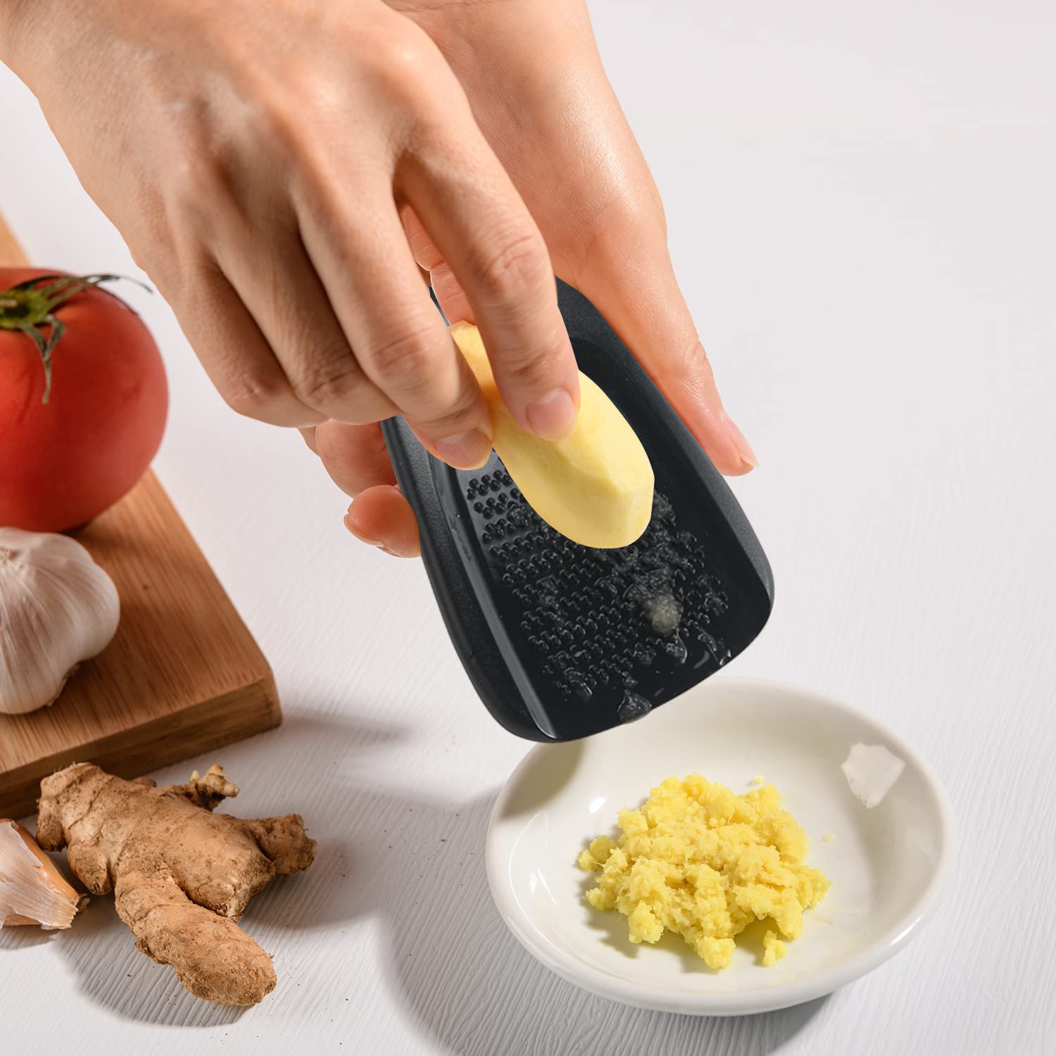 5-Piece Kitchen Gadgets Set - Space Saving Cooking Tools with Fruit & Vegetable Peeler, Cheese/Chocolate Grater, Bottle Opener, Pizza Cutter, Garlic Ginger Grinder - Perfect for Small Kitchens & Housewarming Gifts (Black)