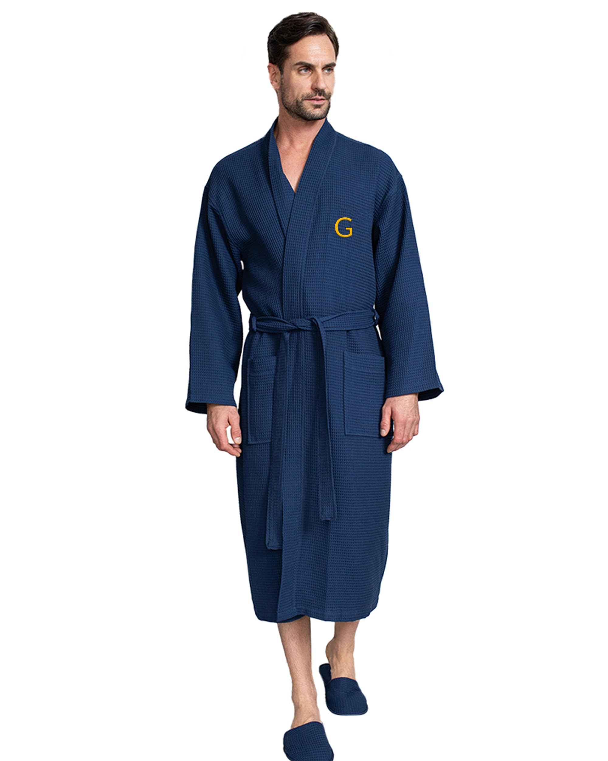 Premium Men's Cotton Waffle Bath Robe - Ultra Soft SPA Luxury Linen Robe for Relaxation at Home, After Shower & Spa Days