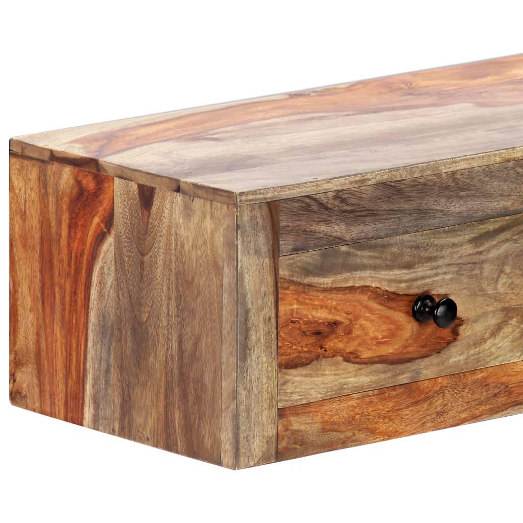 Solid Sheesham Wood Wall Console Table with 3 Drawers - Narrow Entryway Table, Hallway Sofa Table, Dining Room Sideboard - 39.3
