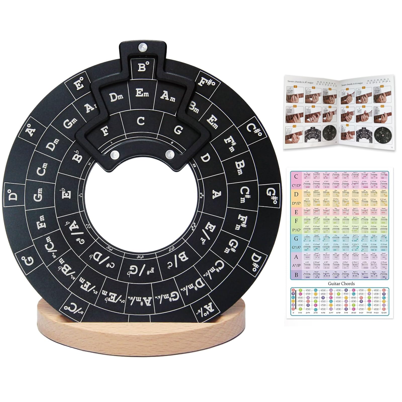 Rockhouse Circle of Fifths Wheel - Metal Music Theory Tool for Musicians | Chord Wheel with Stand Holder | Perfect for Songwriting, Piano Learning & Guitar Practice | Essential Music Education Accessory