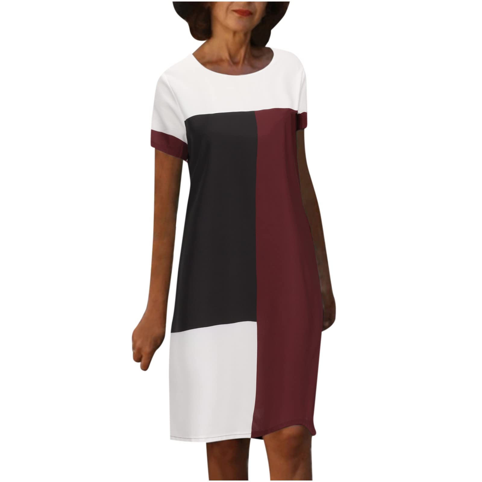 BoomDDD Women's Casual Vacation Dress - Short Sleeve Flowy Midi Dress with Loose Waist & Stylish Print | Perfect for Beach Getaways, Summer Travel & Everyday Wear