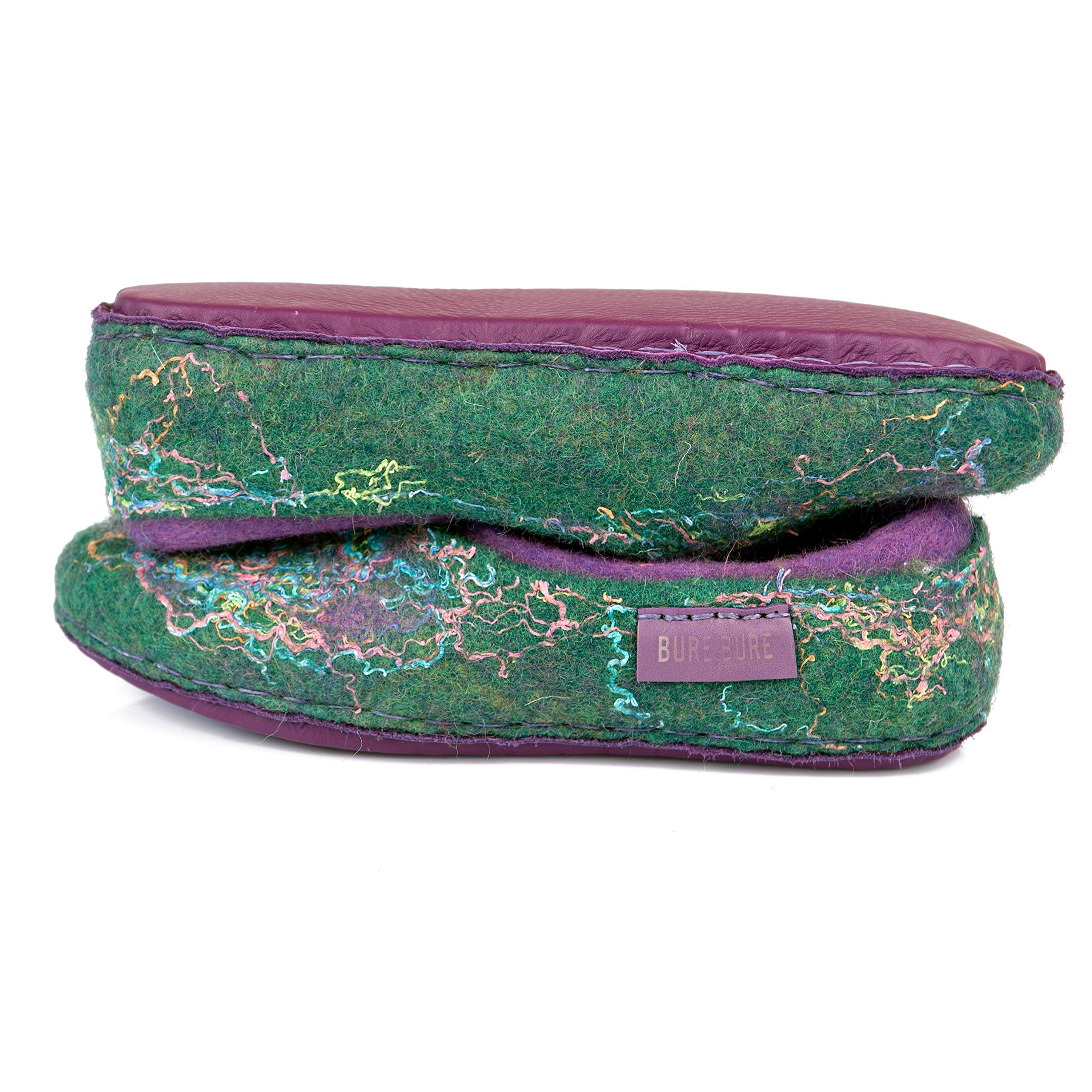Cozy 2-Layer Green & Purple Wool House Slippers for Women - Soft Indoor Winter Slippers - Perfect Mother's Day Gift for Her - Ideal for Home, Lounge & Cold Floors