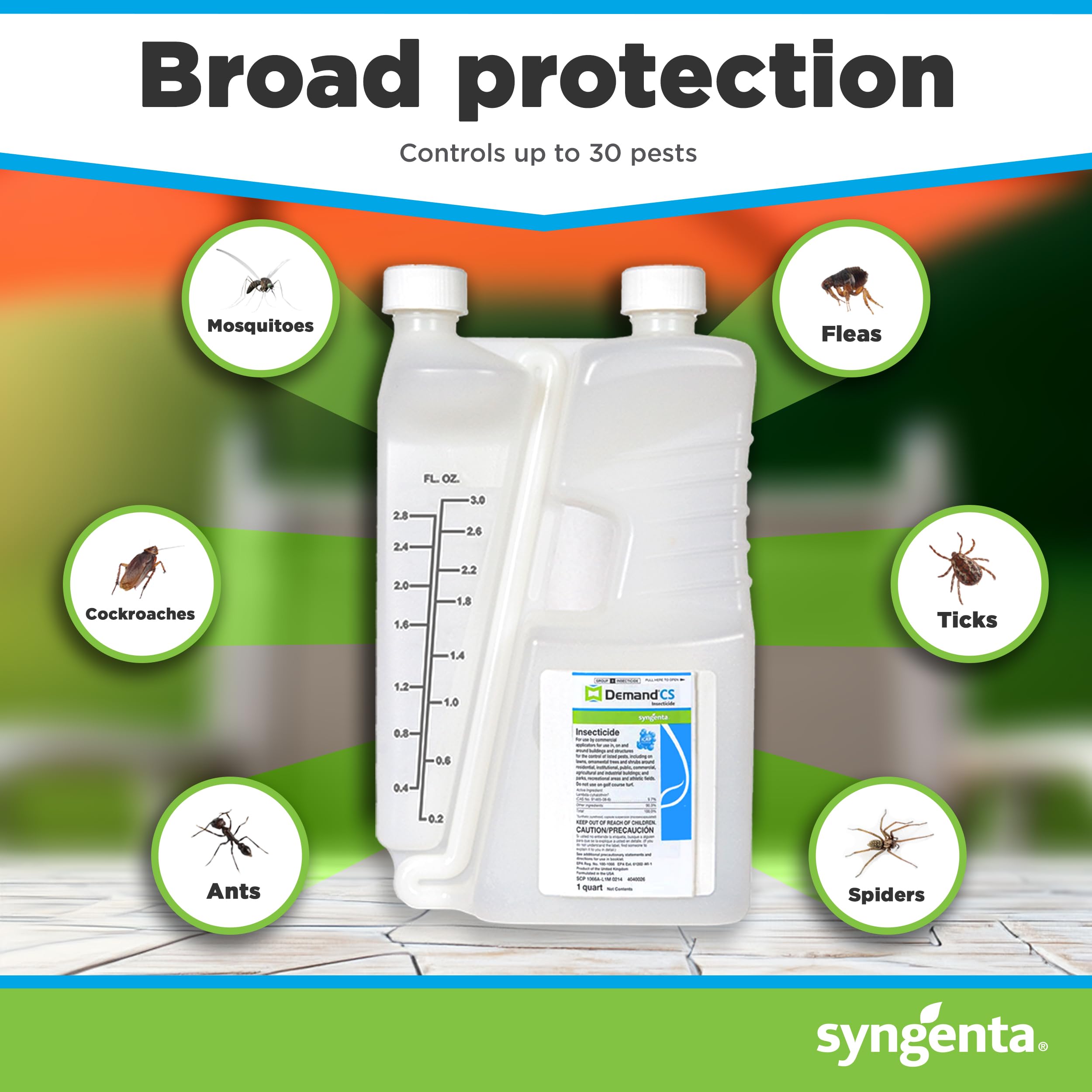 **Demand CS Insecticide with iCAP Technology - 1 Quart Long-Lasting Pest Control Spray for Indoor & Outdoor Use | Kills Over 30 Pests | Ideal for Homes, Gardens & Commercial Spaces**