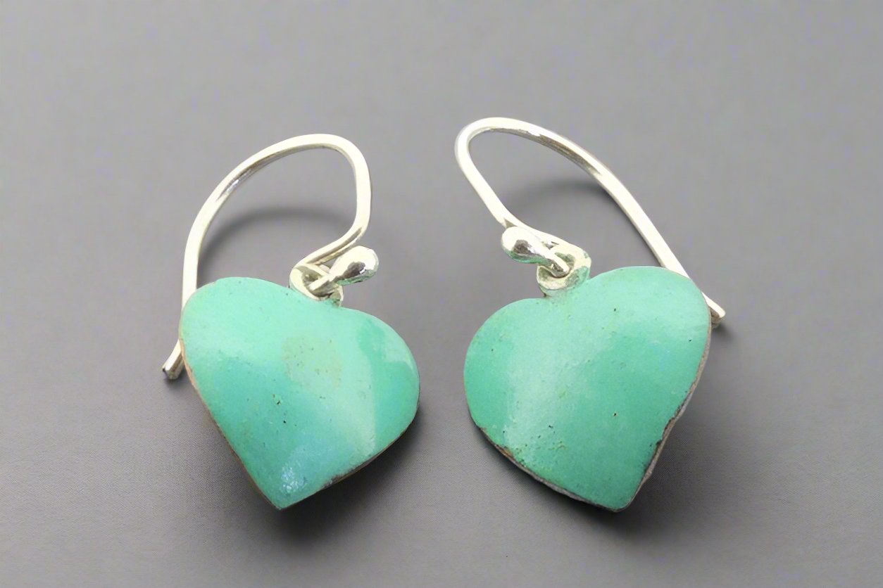 Handmade Copper Patina Heart Earrings for Women - Boho Vintage Dangle Jewelry - Perfect for Valentine's Day, Anniversary & Everyday Wear