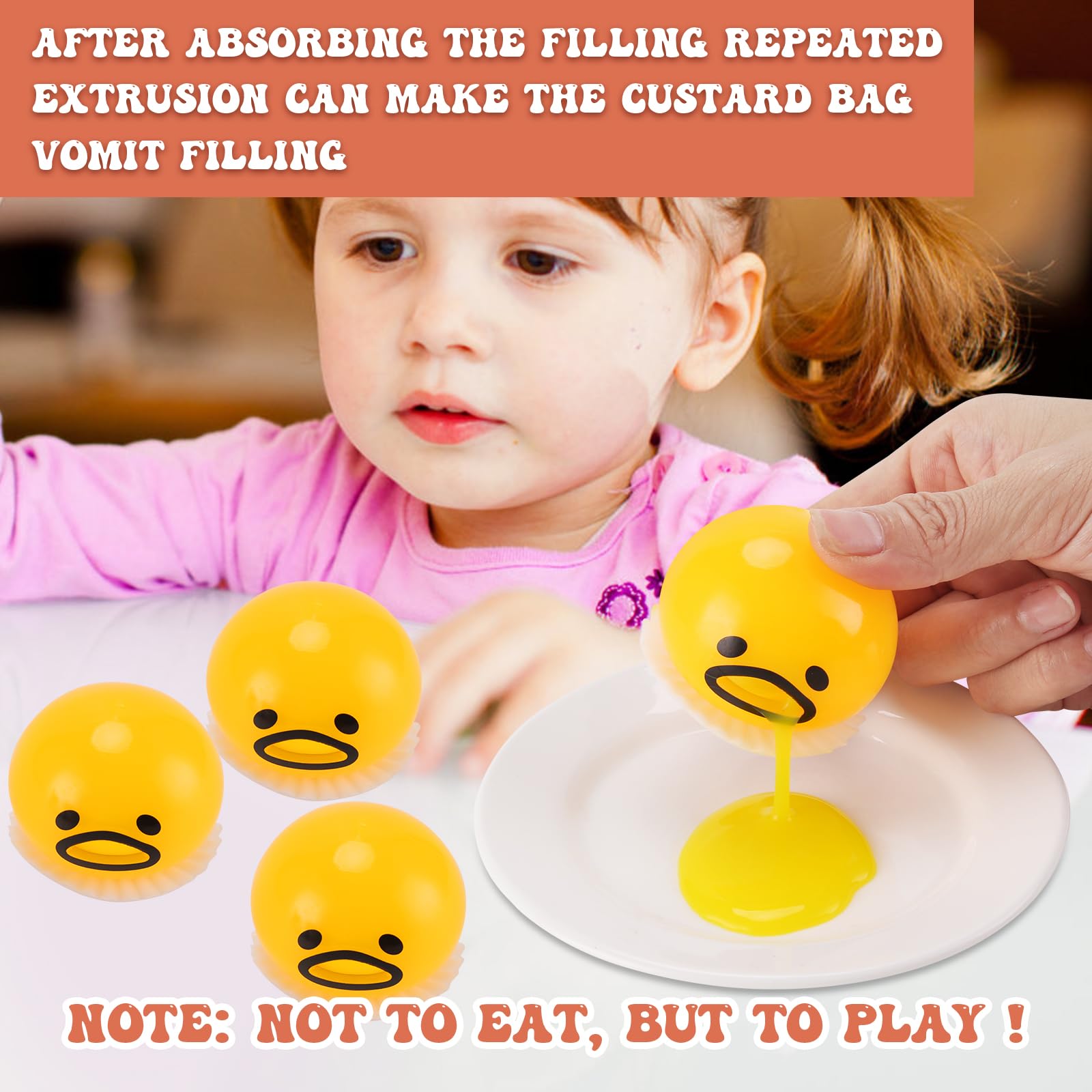 Slime Stress Egg Balls - 4 Pack Funny Squeeze Toys for Stress Relief | TikTok Viral Vomiting Egg & Sucking Yolk Novelty Prank Gifts | Perfect for Office Desk, Classroom, Anxiety Relief & Party Gags