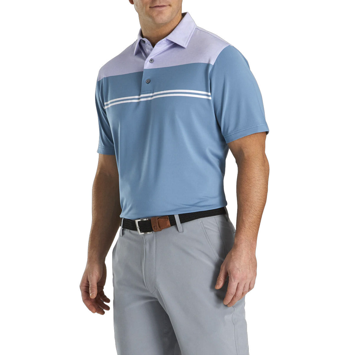 FootJoy Heather Color Block Lisle Men's Golf Polo Shirt - Moisture-Wicking & UV Protection - Perfect for Golf Tournaments & Summer Outdoor Sports
